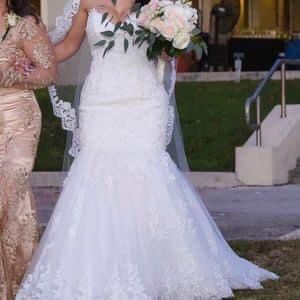 Style Wedding dress Maggie Sottero Size 14 White Mermaid Dress on Queenly