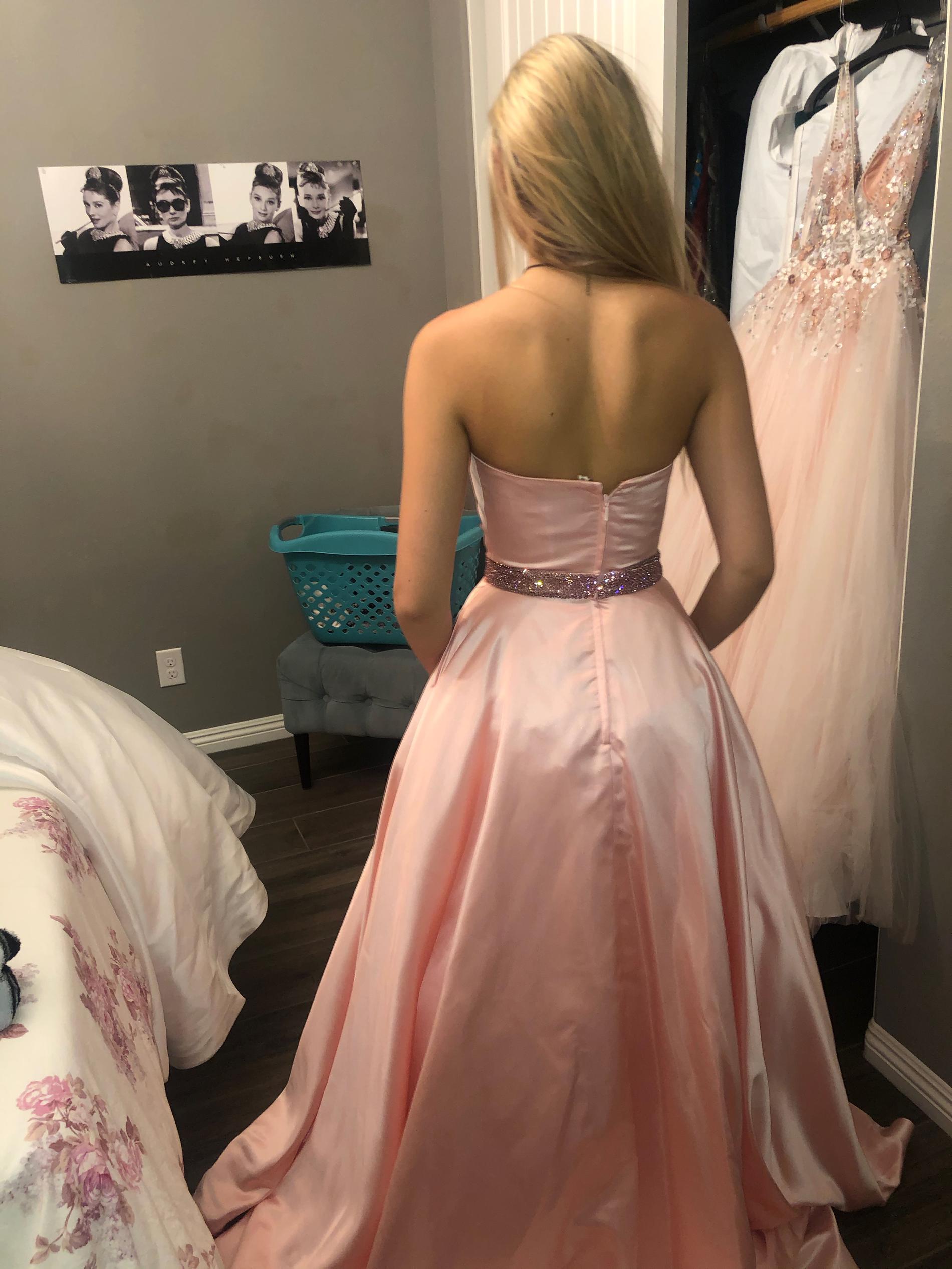 Sherri Hill Size 00 Prom Strapless Satin Light Pink Ball Gown on Queenly