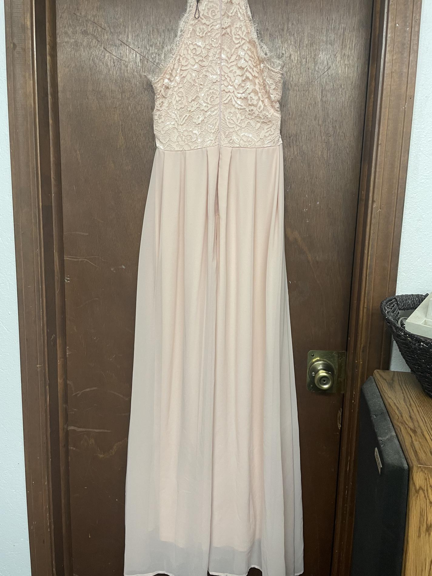 Size 10 Bridesmaid Lace Light Pink Floor Length Maxi on Queenly