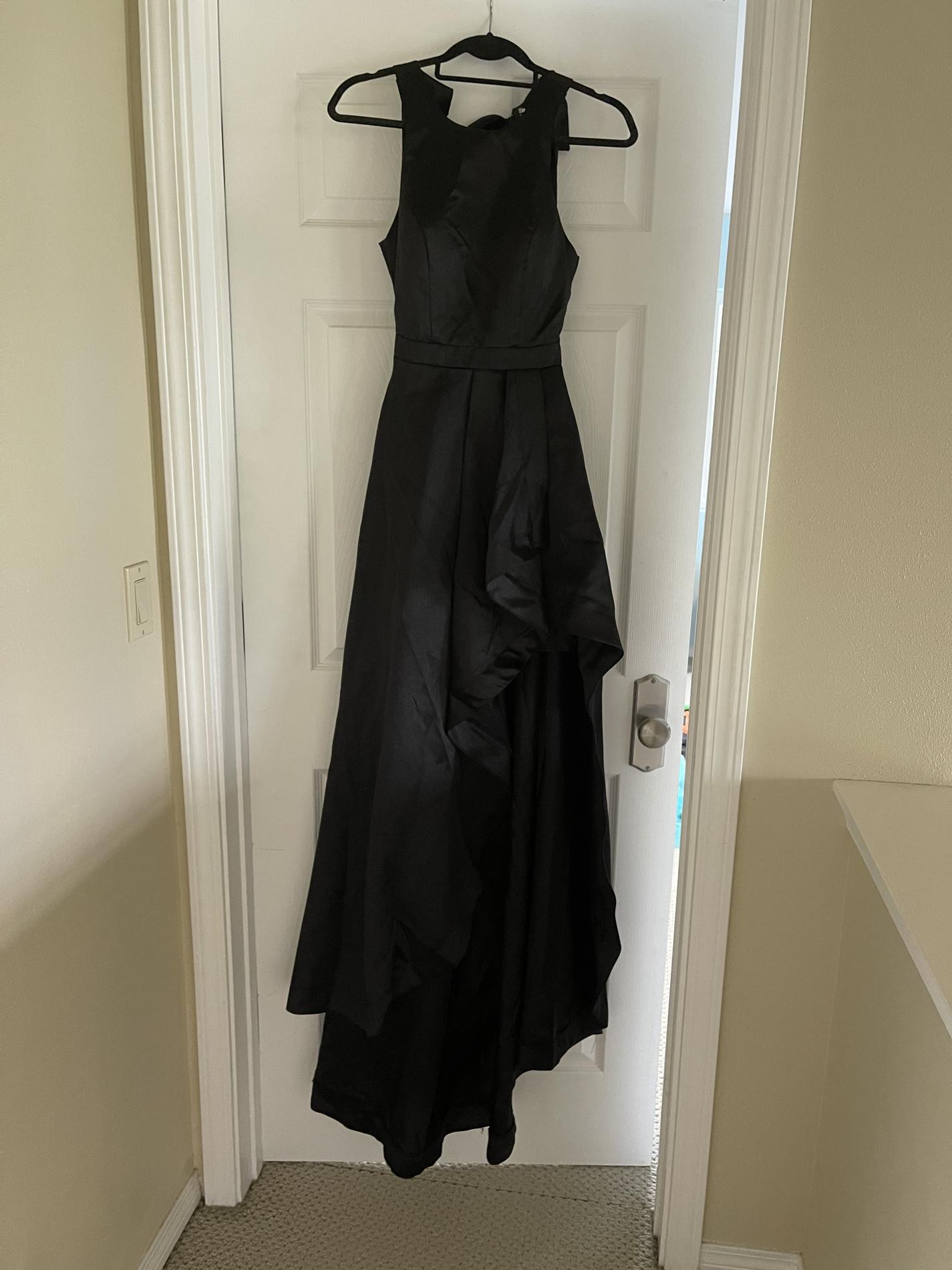 Size 0 Prom High Neck Satin Black Cocktail Dress on Queenly