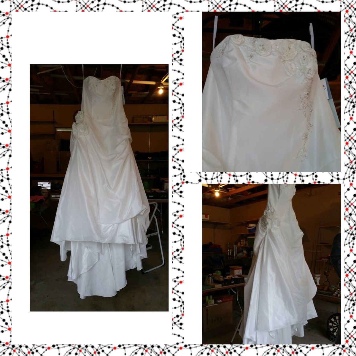 Size 12 Wedding Strapless Lace White Ball Gown on Queenly
