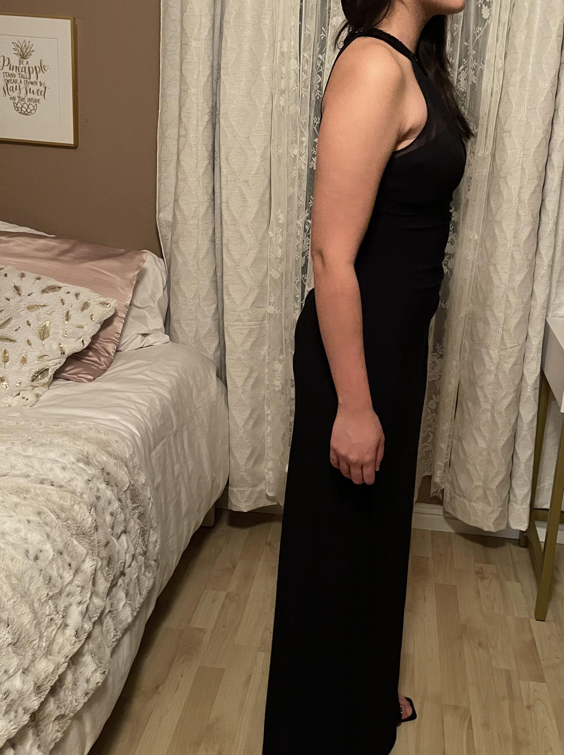 Size 4 Prom Sheer Black Floor Length Maxi on Queenly