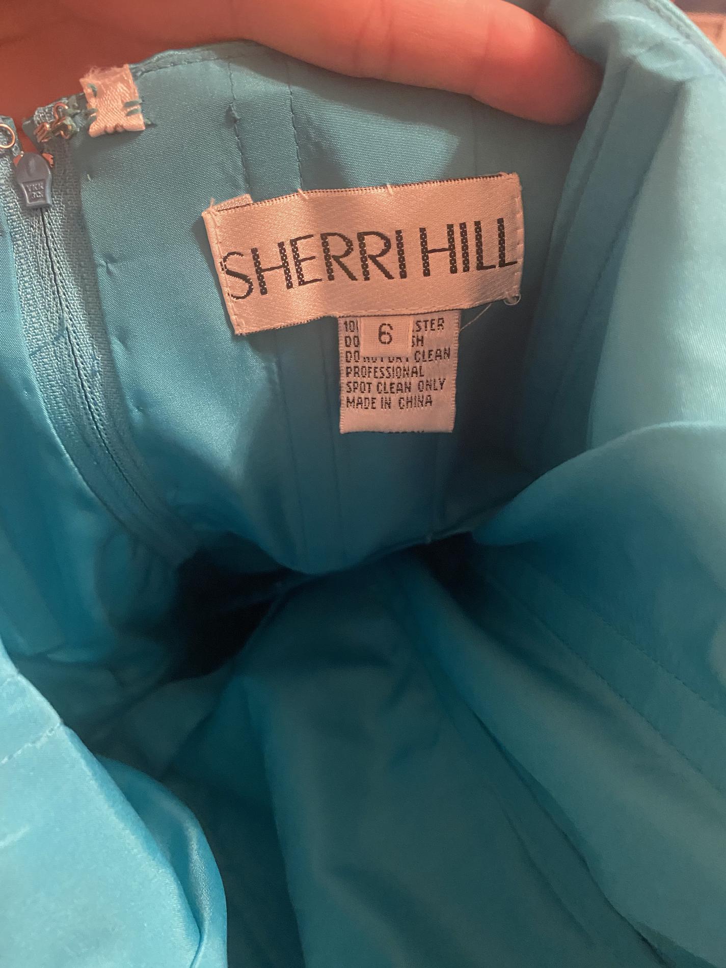 Sherri Hill Size 6 Homecoming Strapless Lace Turquoise Blue Cocktail Dress on Queenly