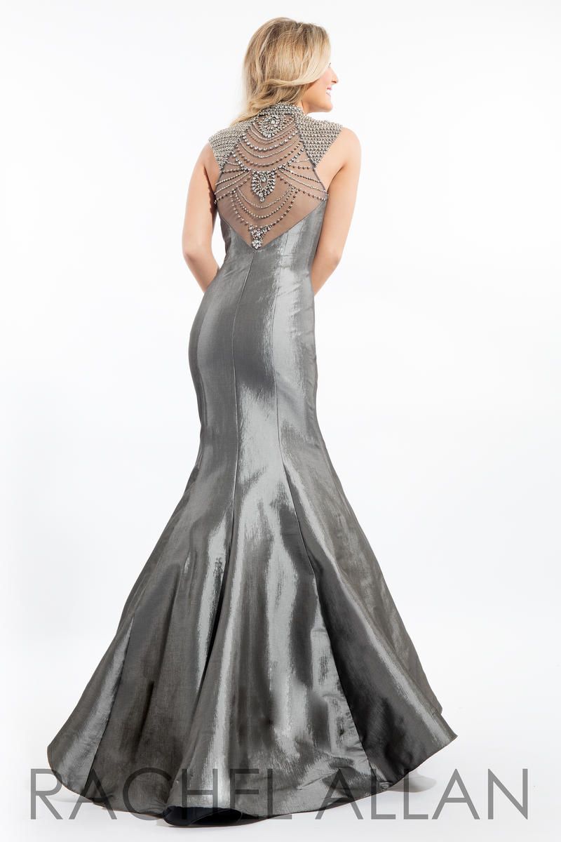 Style 7154RA Rachel Allan Silver Size 12 Pageant Tall Height Prom Mermaid Dress on Queenly