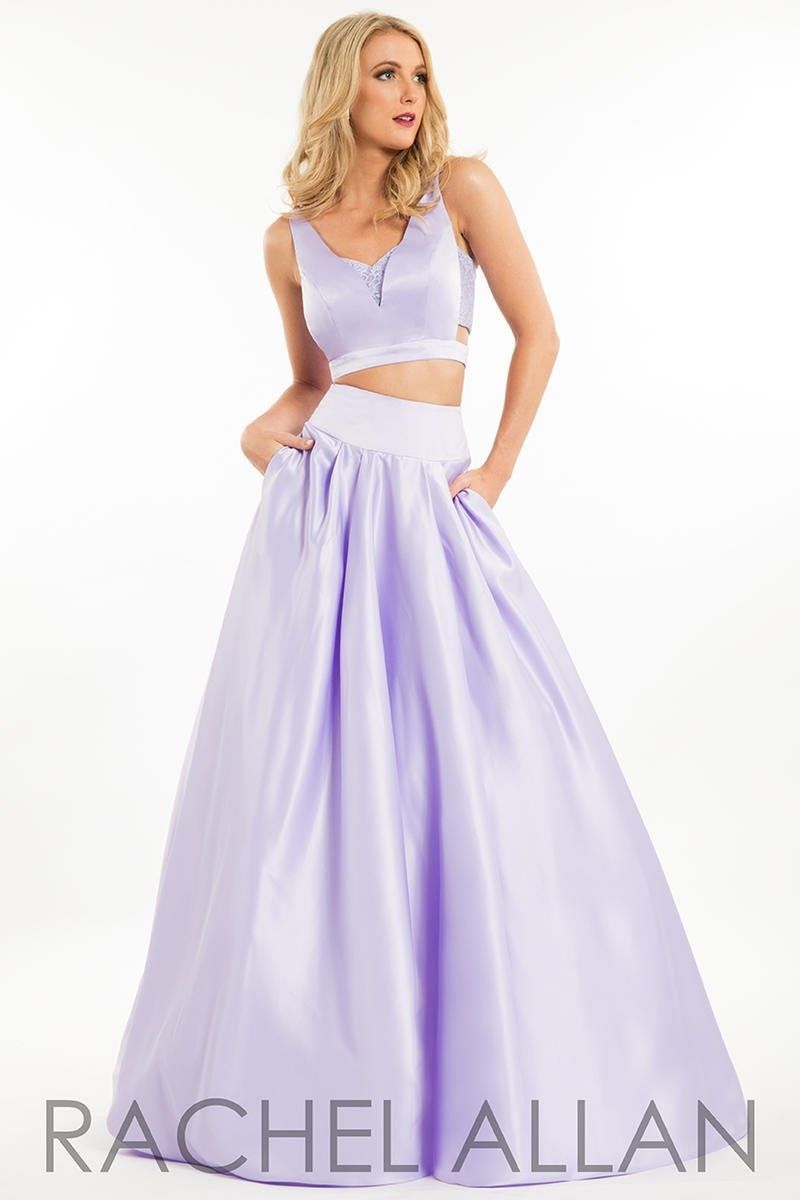 Style 2111 Rachel Allan Size 8 Prom Satin Purple Ball Gown on Queenly