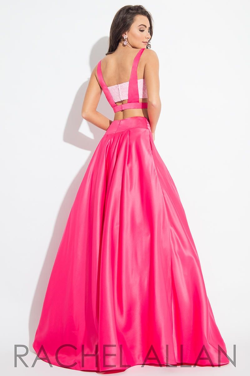 Style 2111 Rachel Allan Size 4 Prom Satin Hot Pink Ball Gown on Queenly