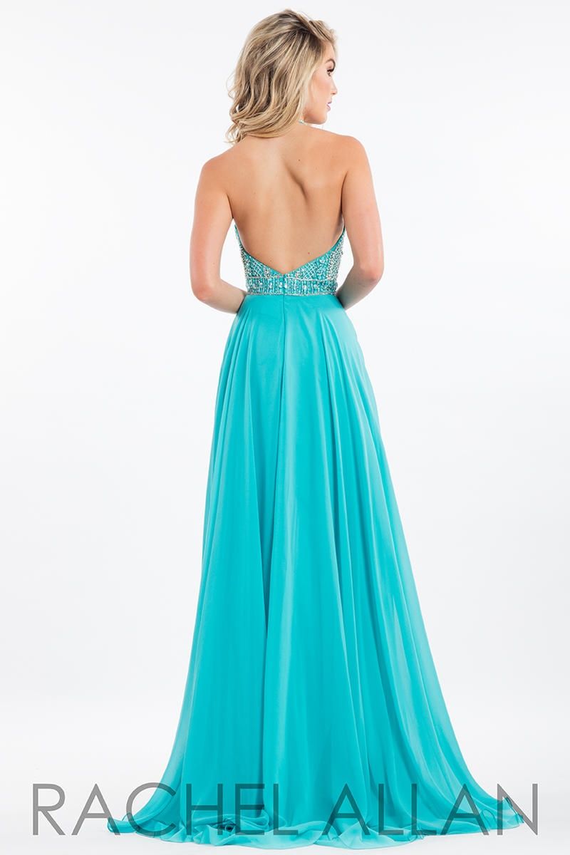 Style 2122 Rachel Allan Size 12 Prom Turquoise Blue A-line Dress on Queenly