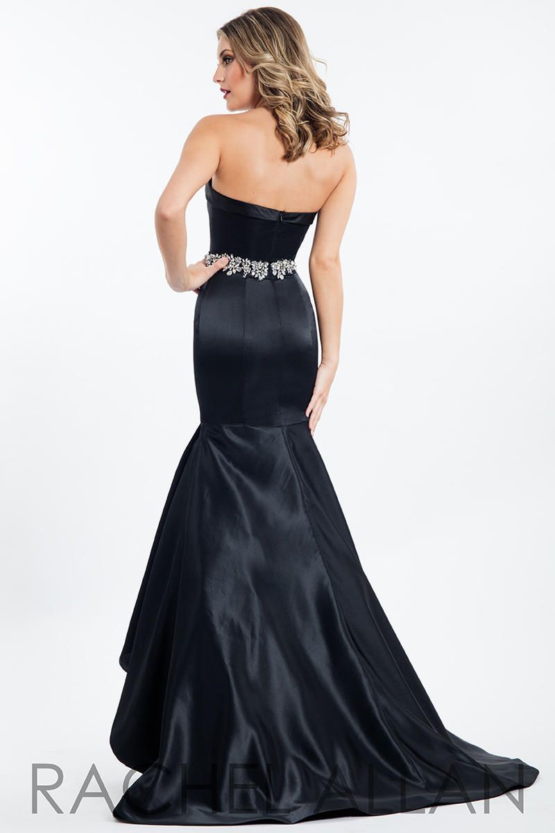 Style 2123 Rachel Allan Black Size 2 Pageant Tall Height Strapless Prom Mermaid Dress on Queenly
