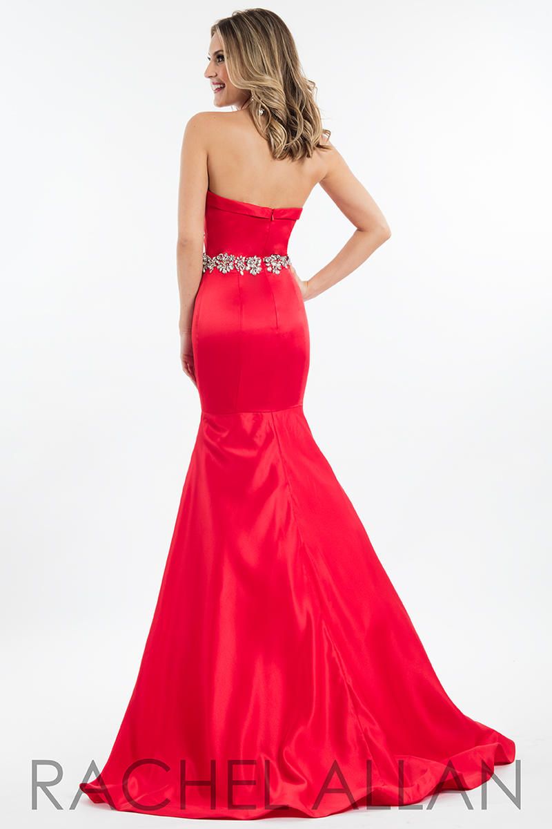Style 2123 Rachel Allan Red Size 6 Pageant Tall Height Strapless Prom Mermaid Dress on Queenly
