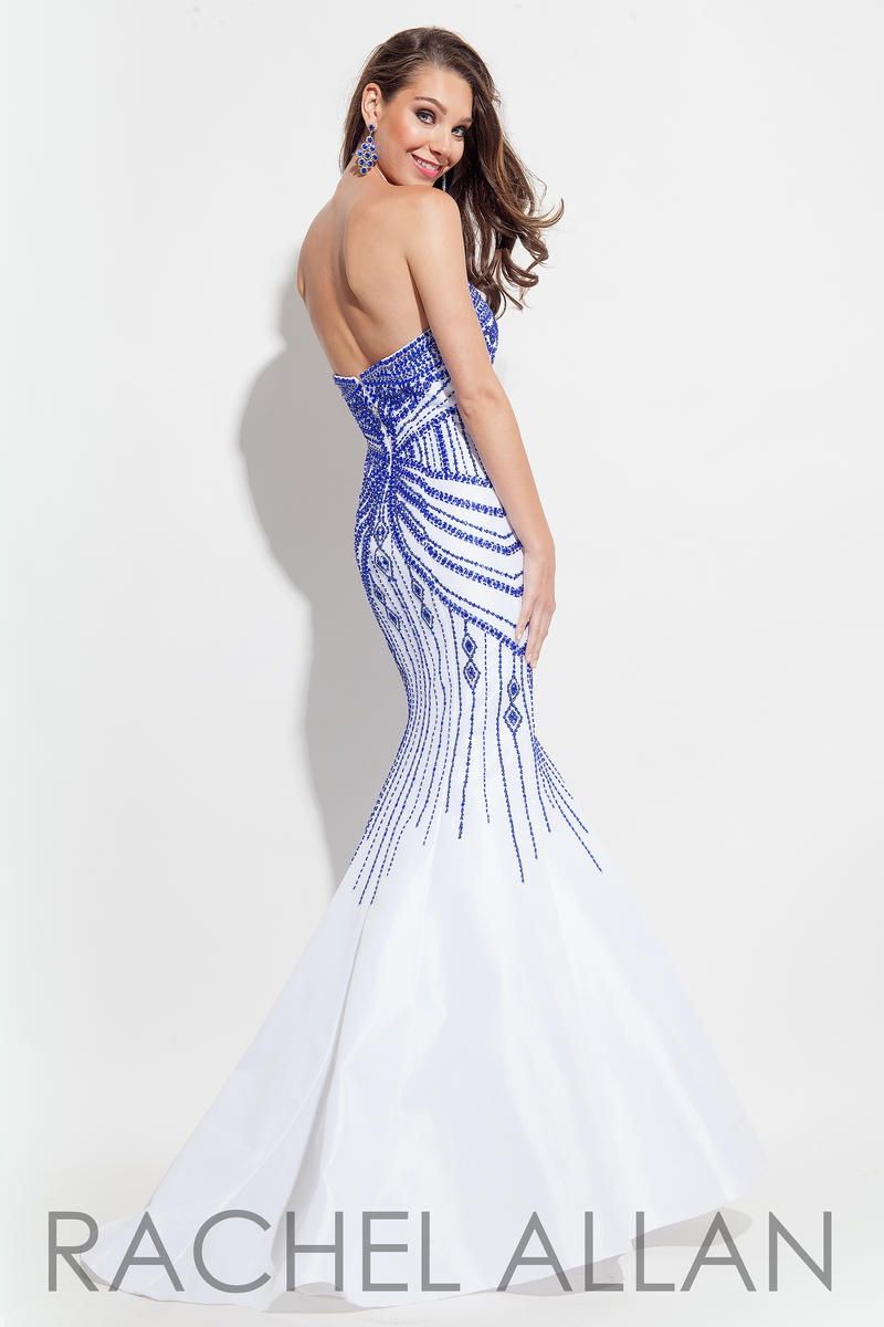 Style 7153RA Rachel Allan Size 4 Prom Sequined White Mermaid Dress on Queenly