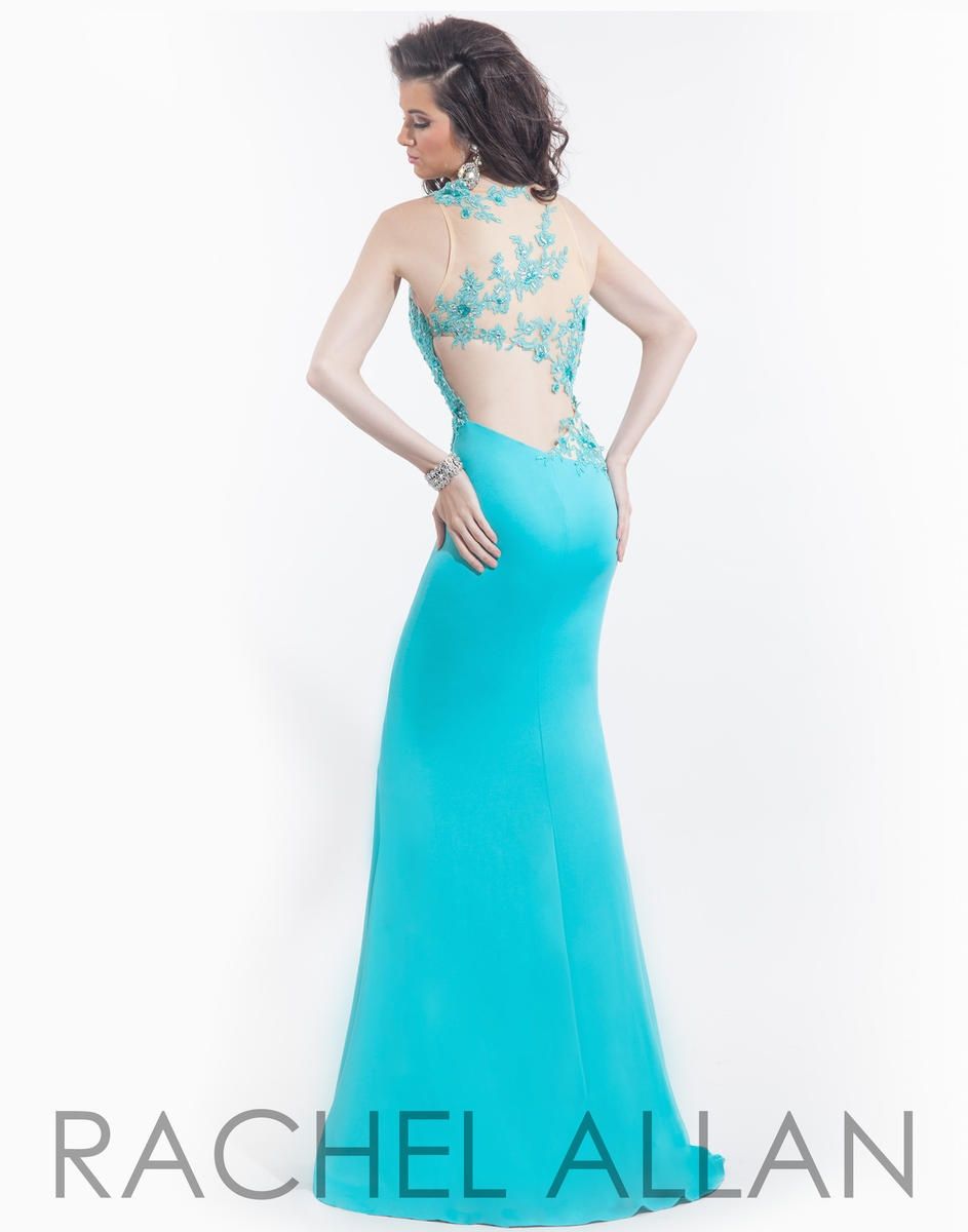 Style 6817 Rachel Allan Size 8 Prom Lace Turquoise Green Mermaid Dress on Queenly