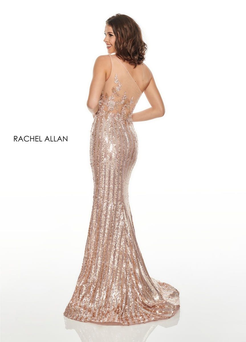 Style 7121 Rachel Allan Size 2 Prom Sequined Rose Gold Mermaid Dress on Queenly