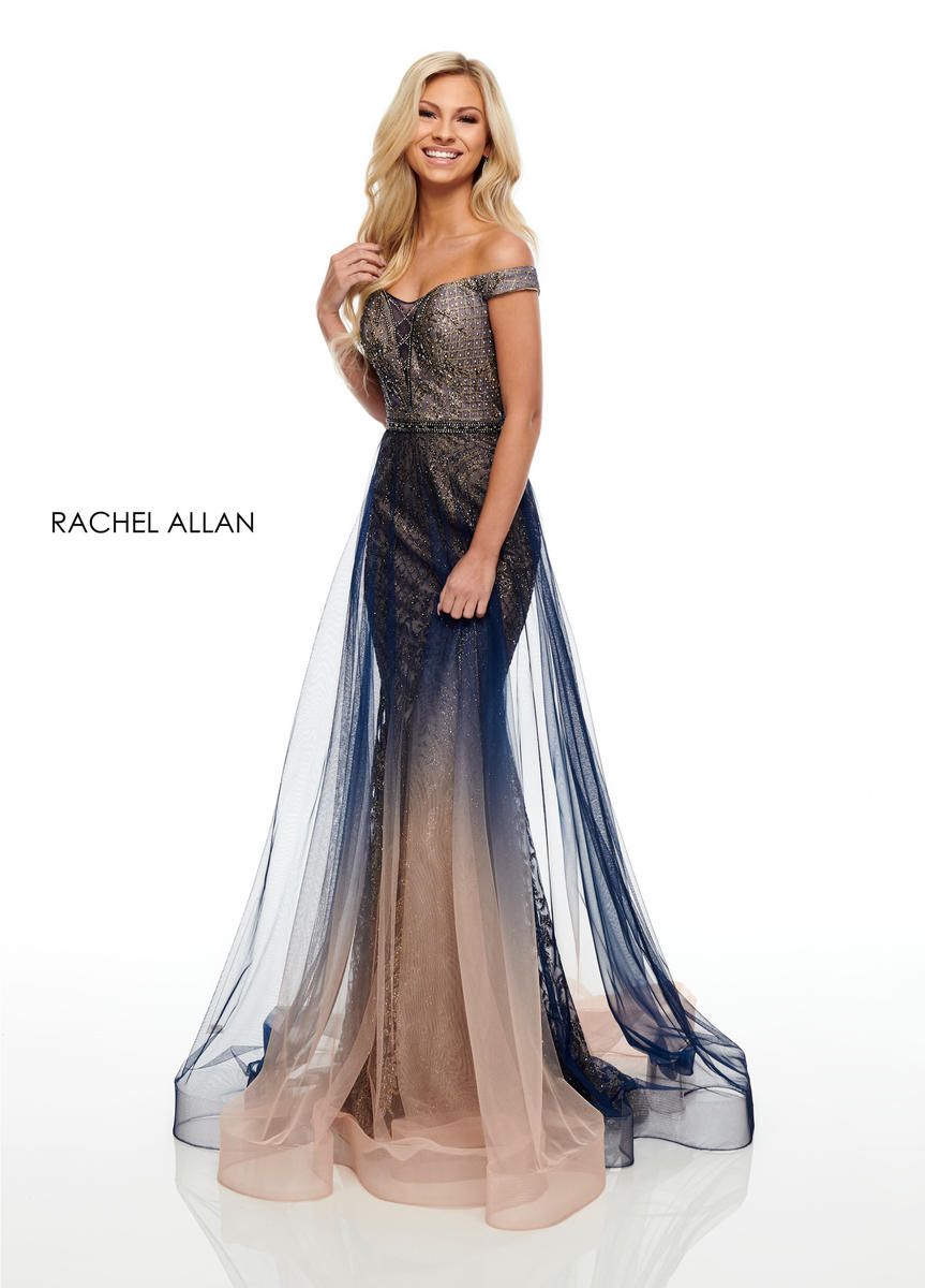 Style 7164 Rachel Allan Size 8 Prom Sheer Purple Mermaid Dress on Queenly