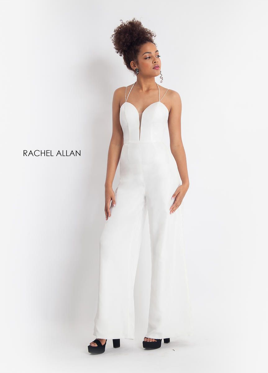 Style L1176 Rachel Allan Size 4 Pageant White Formal Jumpsuit on Queenly