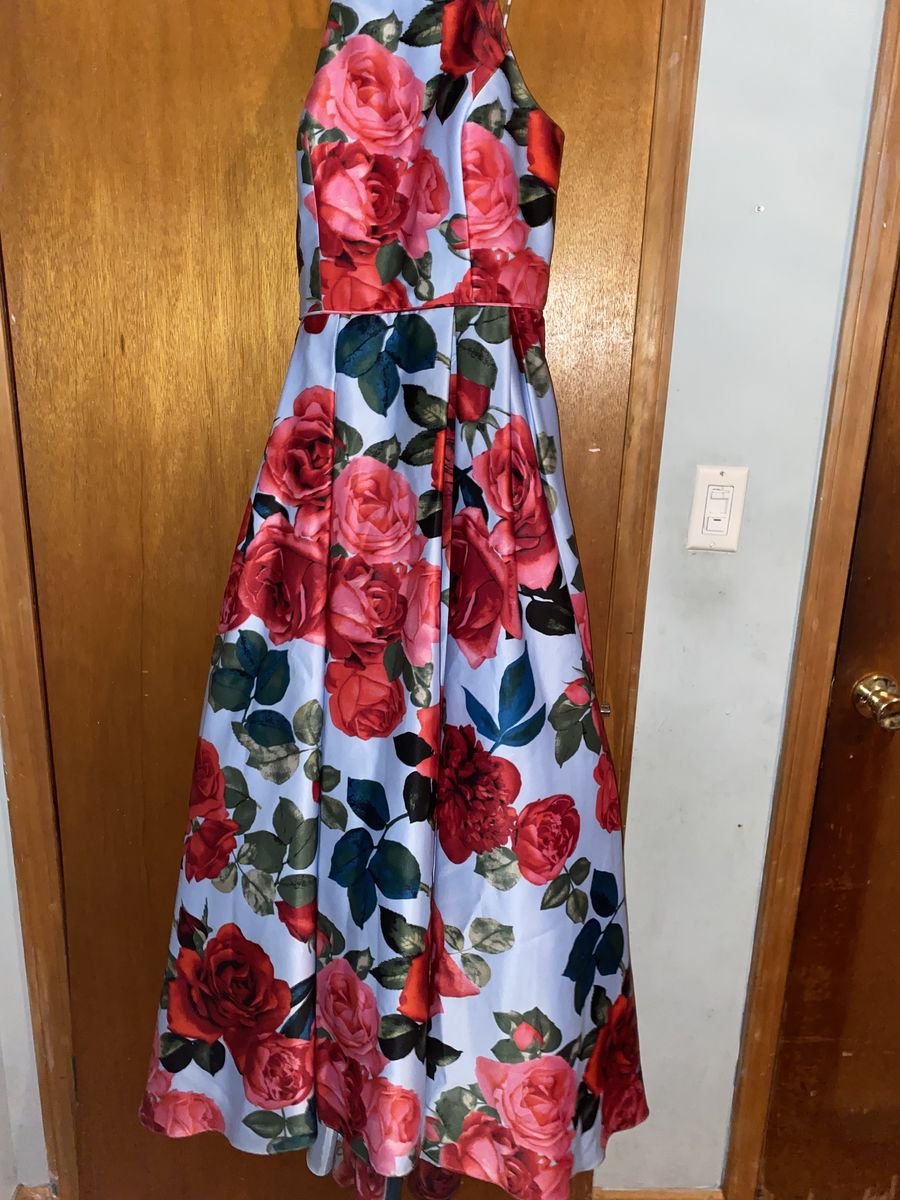Size 12 Wedding Guest Floral Multicolor Ball Gown on Queenly