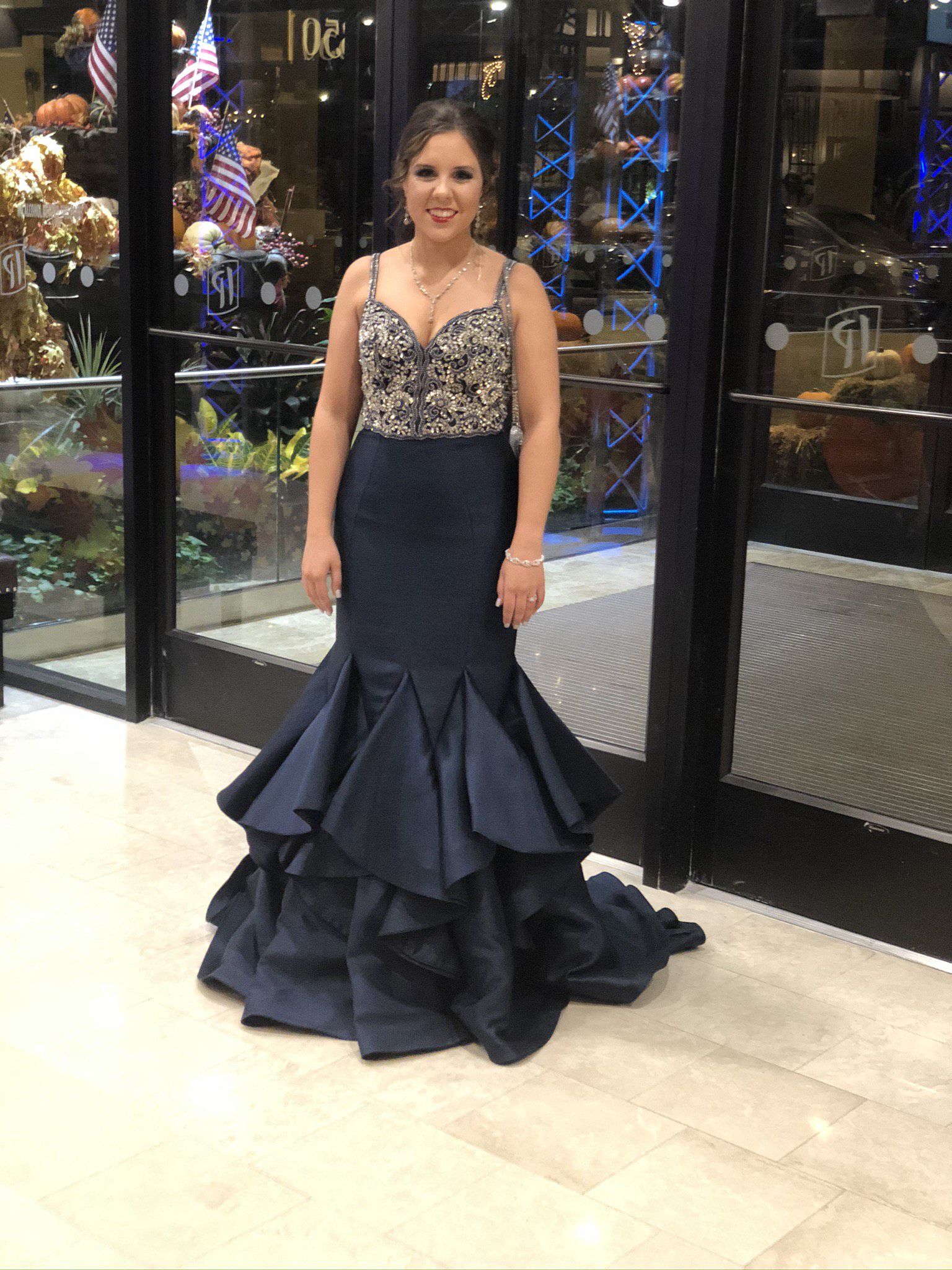 Sherri Hill Size 6 Prom Navy Blue Mermaid Dress on Queenly