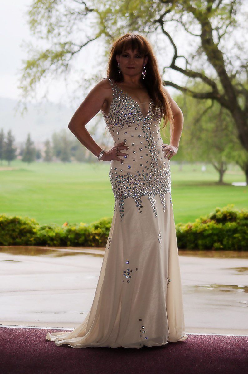 Size 8 Prom Sequined Nude Mermaid Dress on Queenly