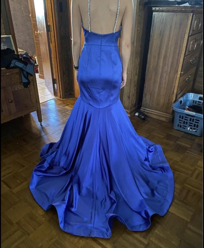 Tiffany Designs Size 4 Satin Royal Blue Mermaid Dress on Queenly
