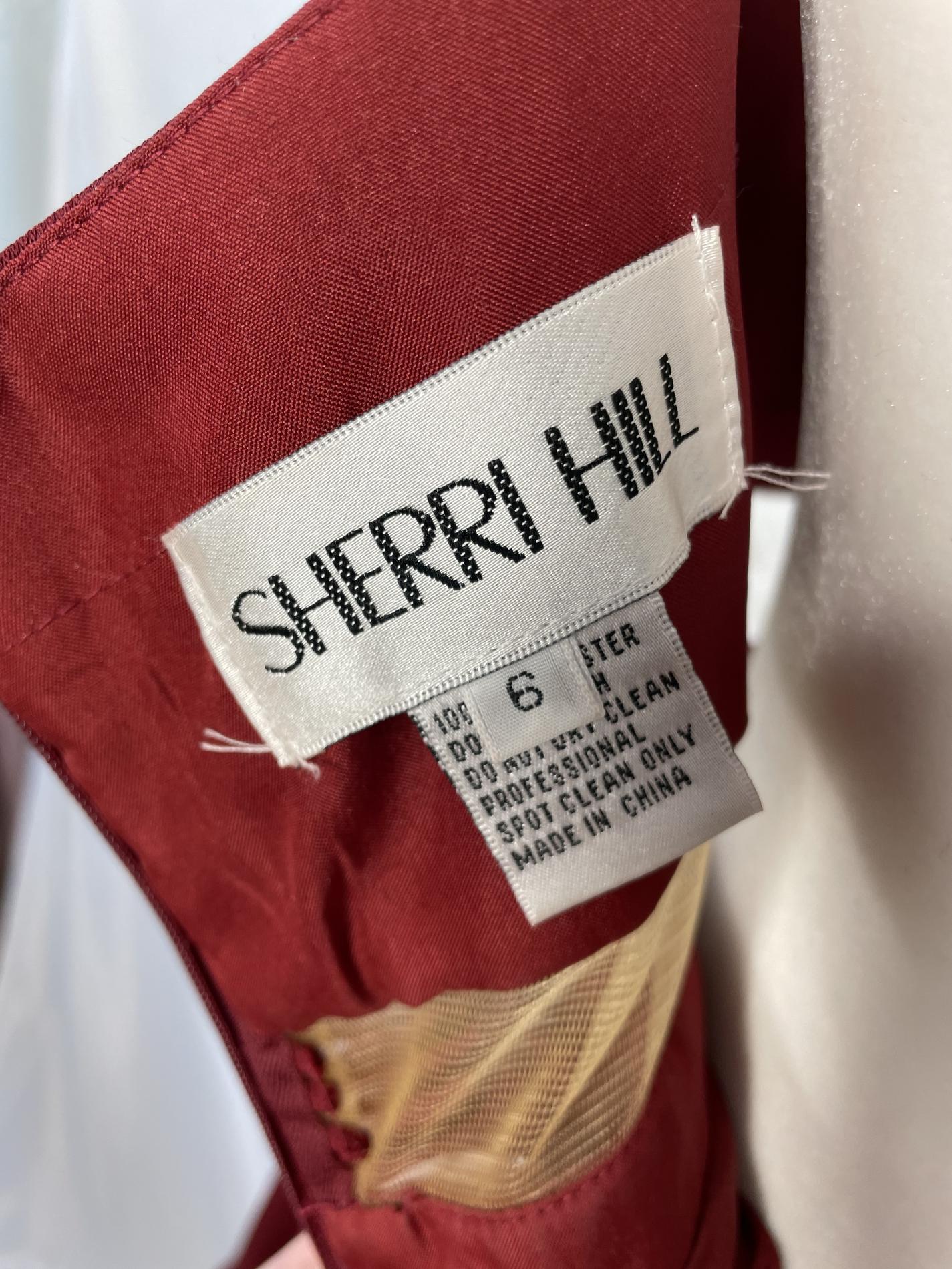 Sherri Hill Size 6 Homecoming Plunge Sheer Burgundy Red Cocktail Dress on Queenly