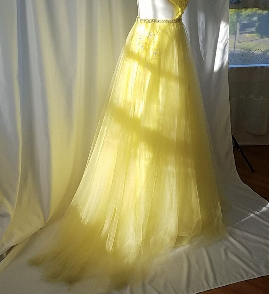 Rachel Allan Size 4 Sequined Yellow Ball Gown on Queenly