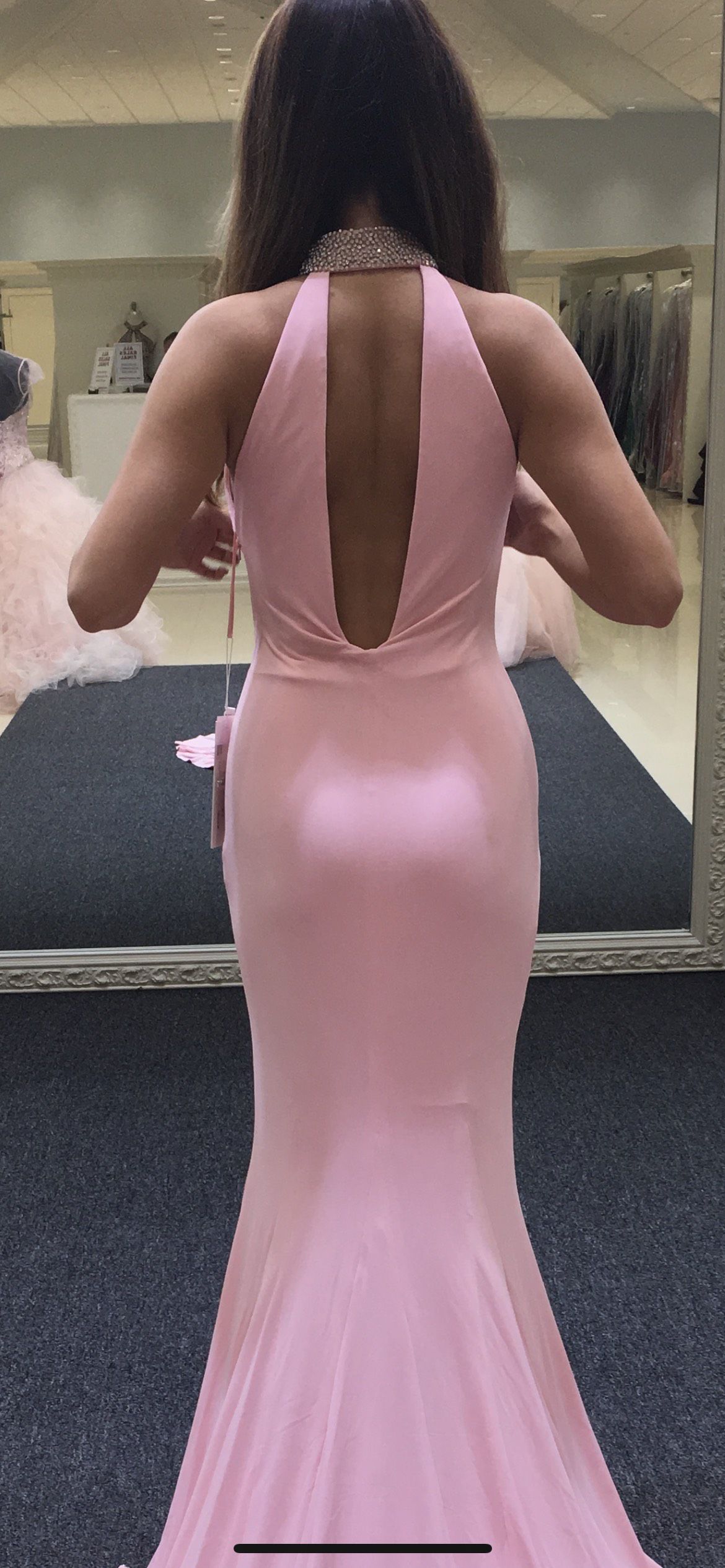Jovani Pink Size 0 Silk V Neck Jersey Side slit Dress on Queenly