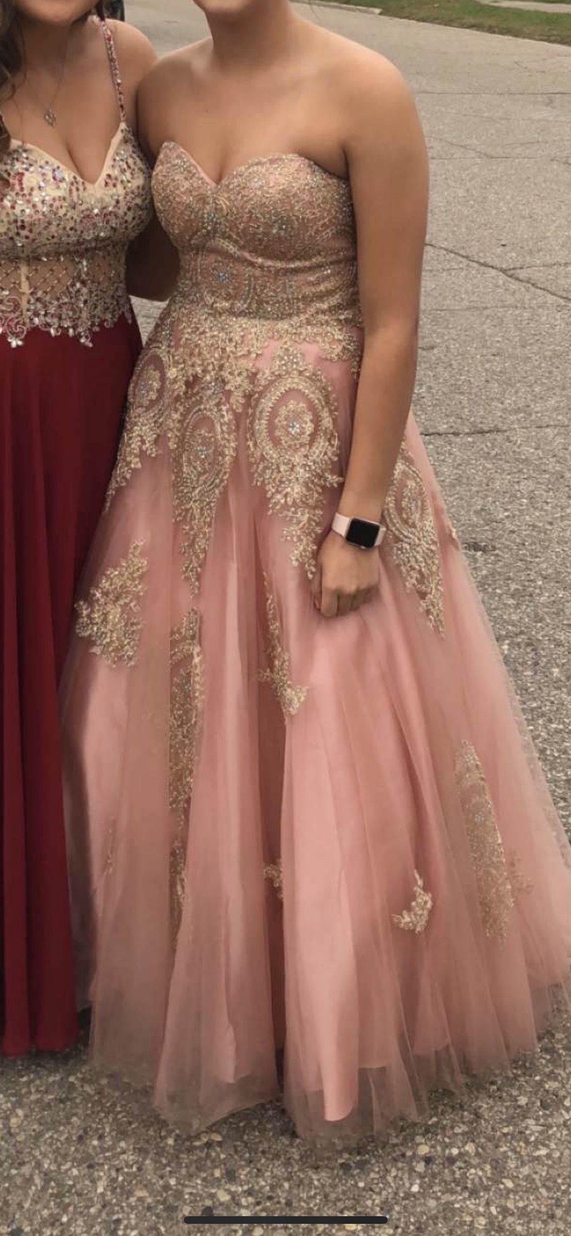 Size 4 Prom Lace Light Pink Ball Gown on Queenly