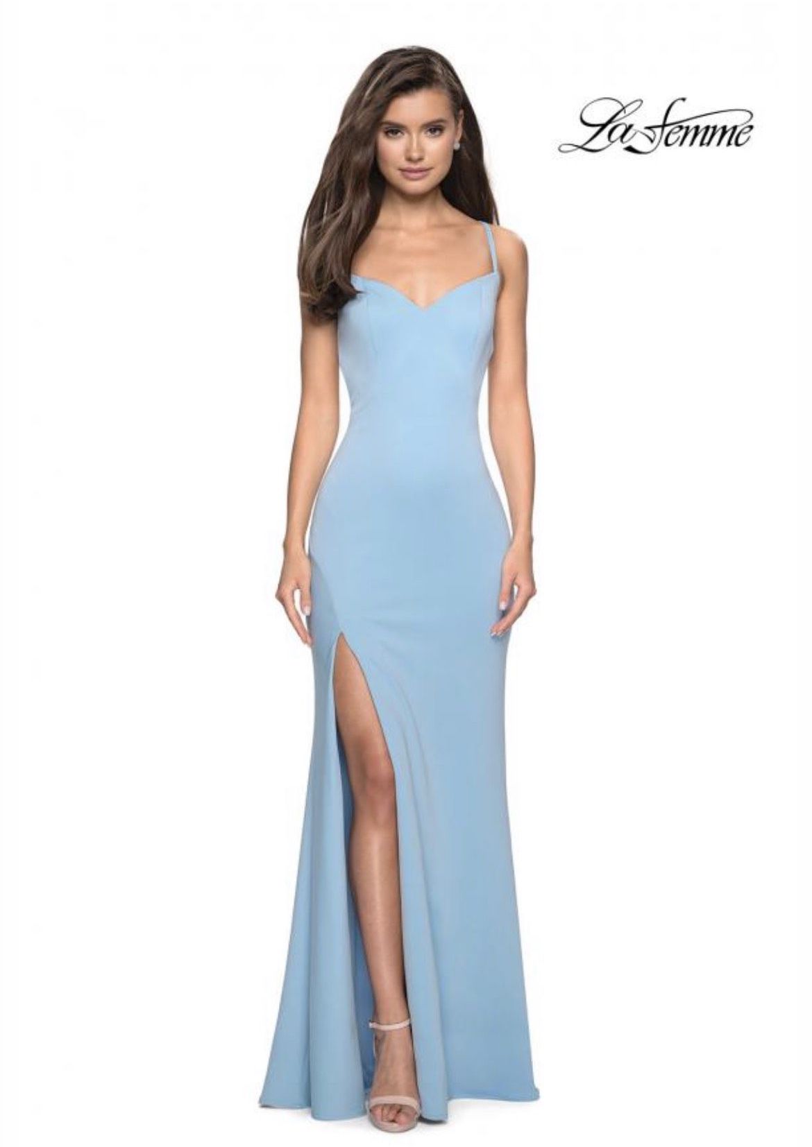 La Femme Size 2 Bridesmaid Light Blue Side Slit Dress on Queenly