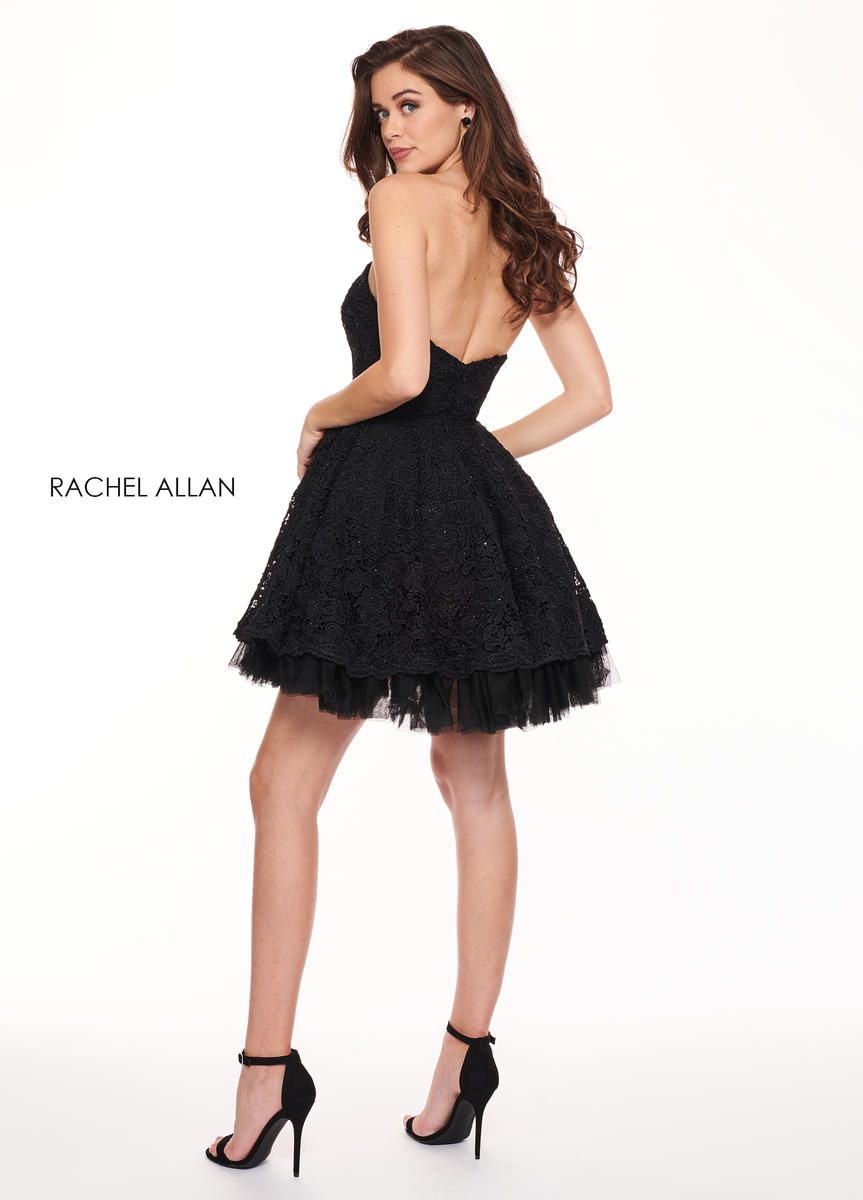 Style L1231 Rachel Allan Size 4 Homecoming Black Cocktail Dress on Queenly