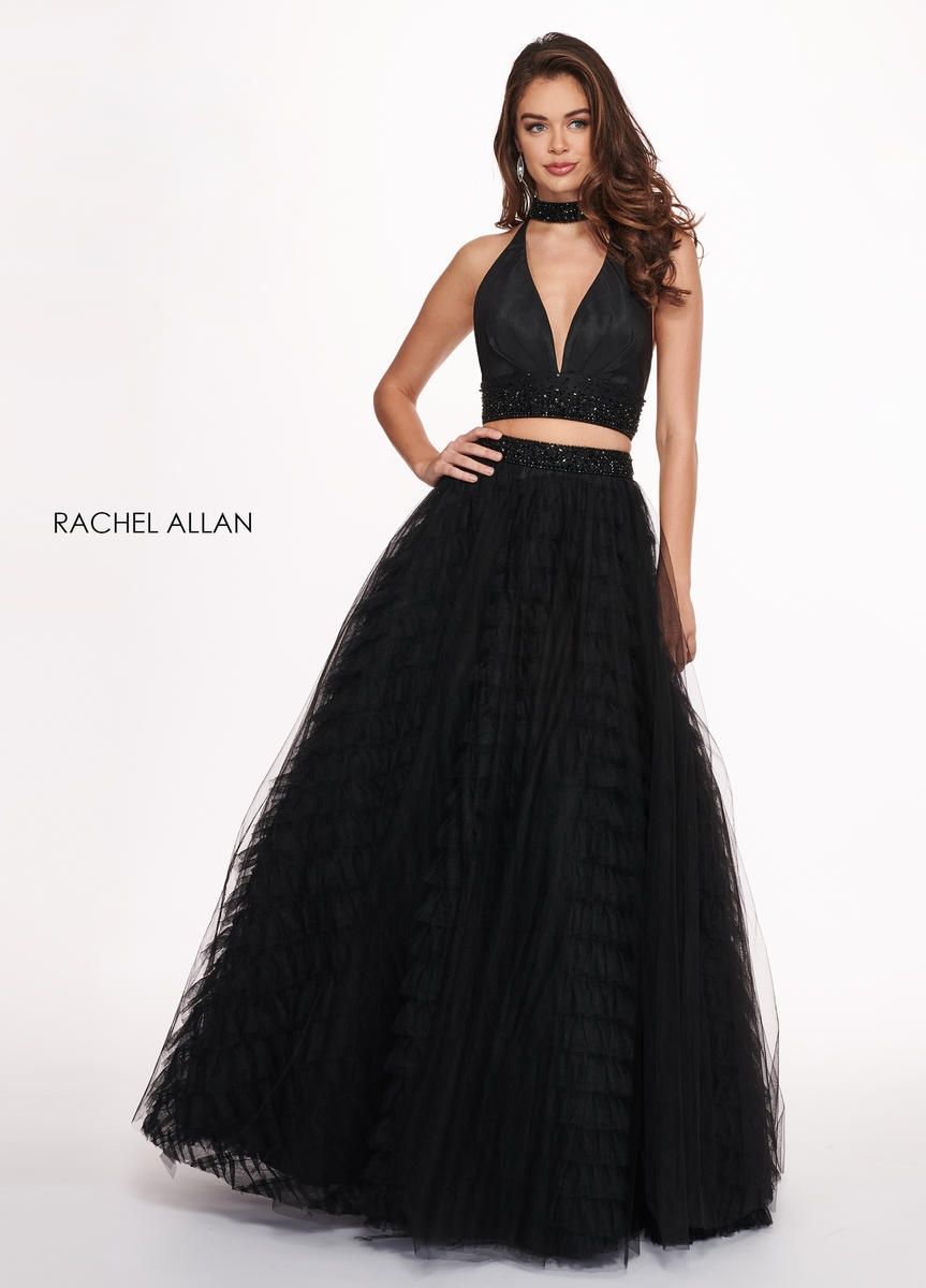 Style 6524 Rachel Allan Black Size 4 Pageant Tall Height Prom Ball gown on Queenly