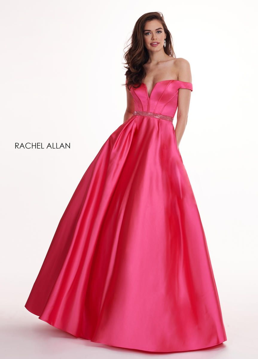 Style 6440 Rachel Allan Size 6 Prom Satin Hot Pink Ball Gown on Queenly