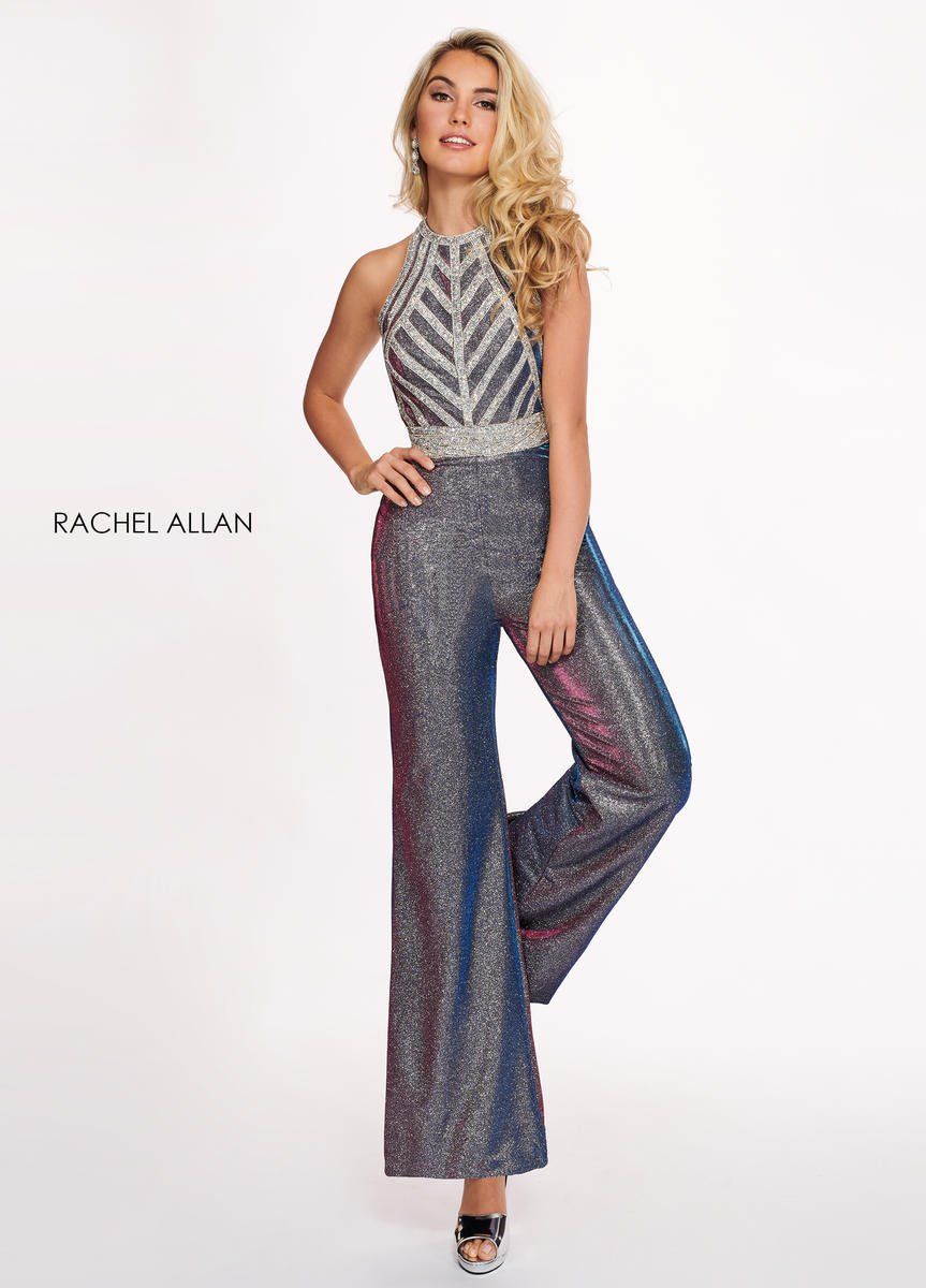 Style 6441 Rachel Allan Size 4 Prom Halter Royal Blue Formal Jumpsuit on Queenly