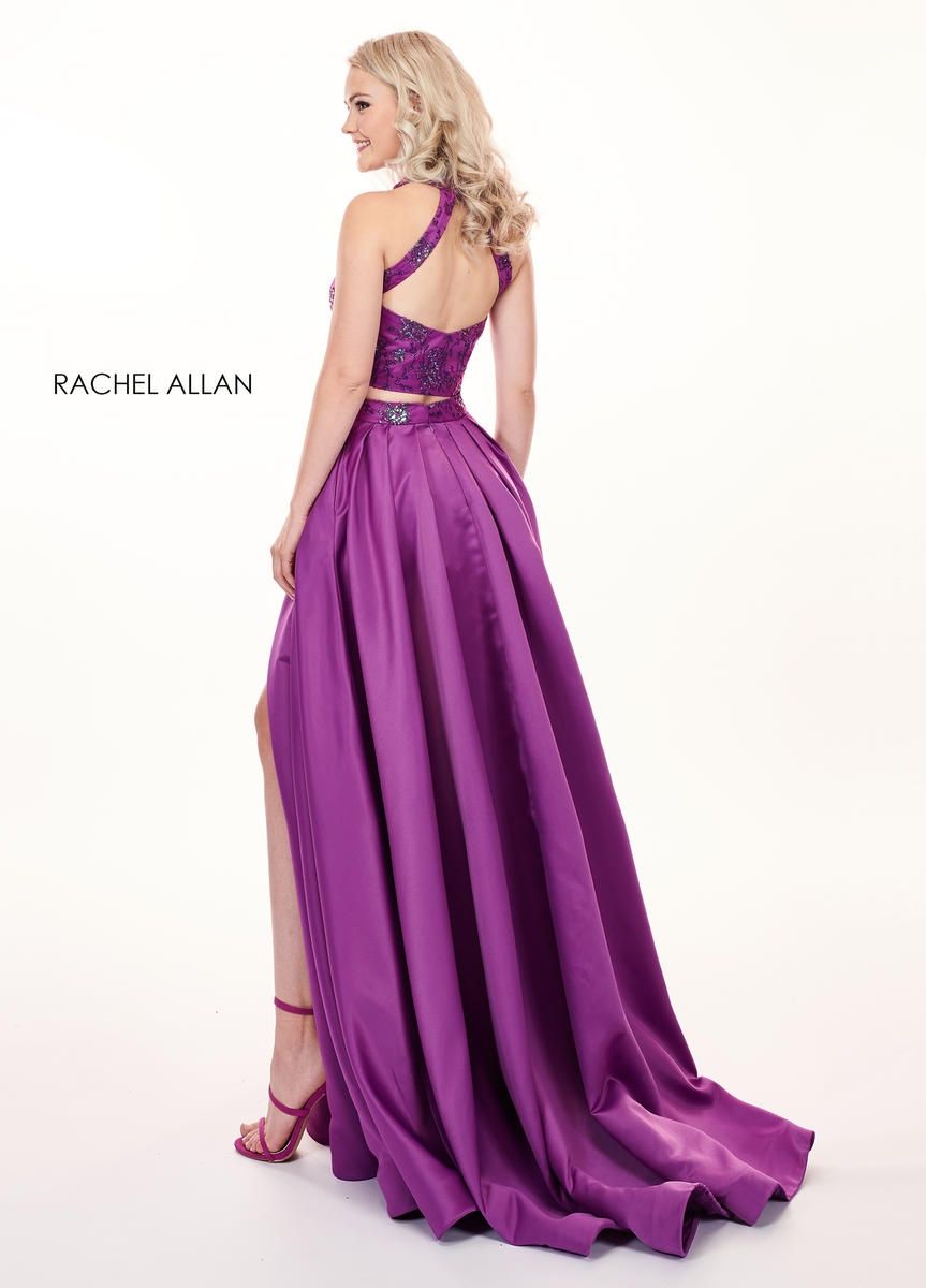 Style 6495 Rachel Allan Size 6 Prom Satin Purple Formal Jumpsuit on Queenly