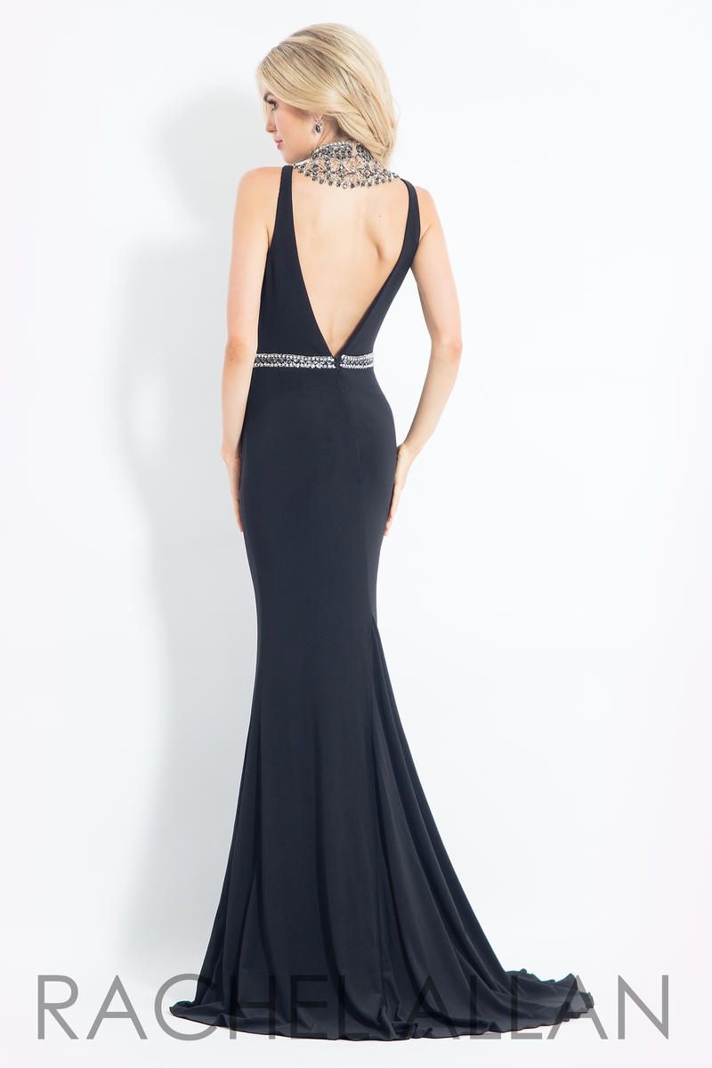 Style 6016 Rachel Allan Size 4 Prom Black Side Slit Dress on Queenly