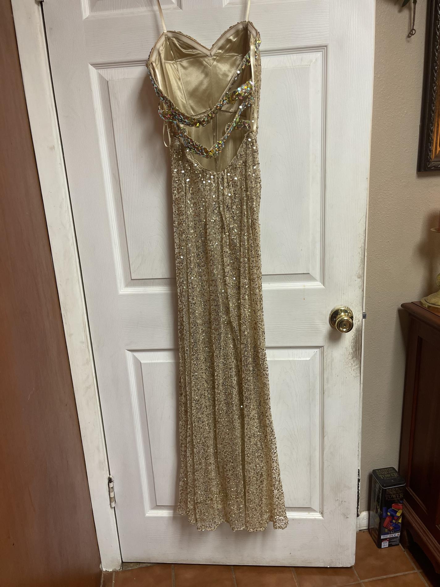 Aspeed Size 2 Prom Strapless Sequined Nude Floor Length Maxi on Queenly