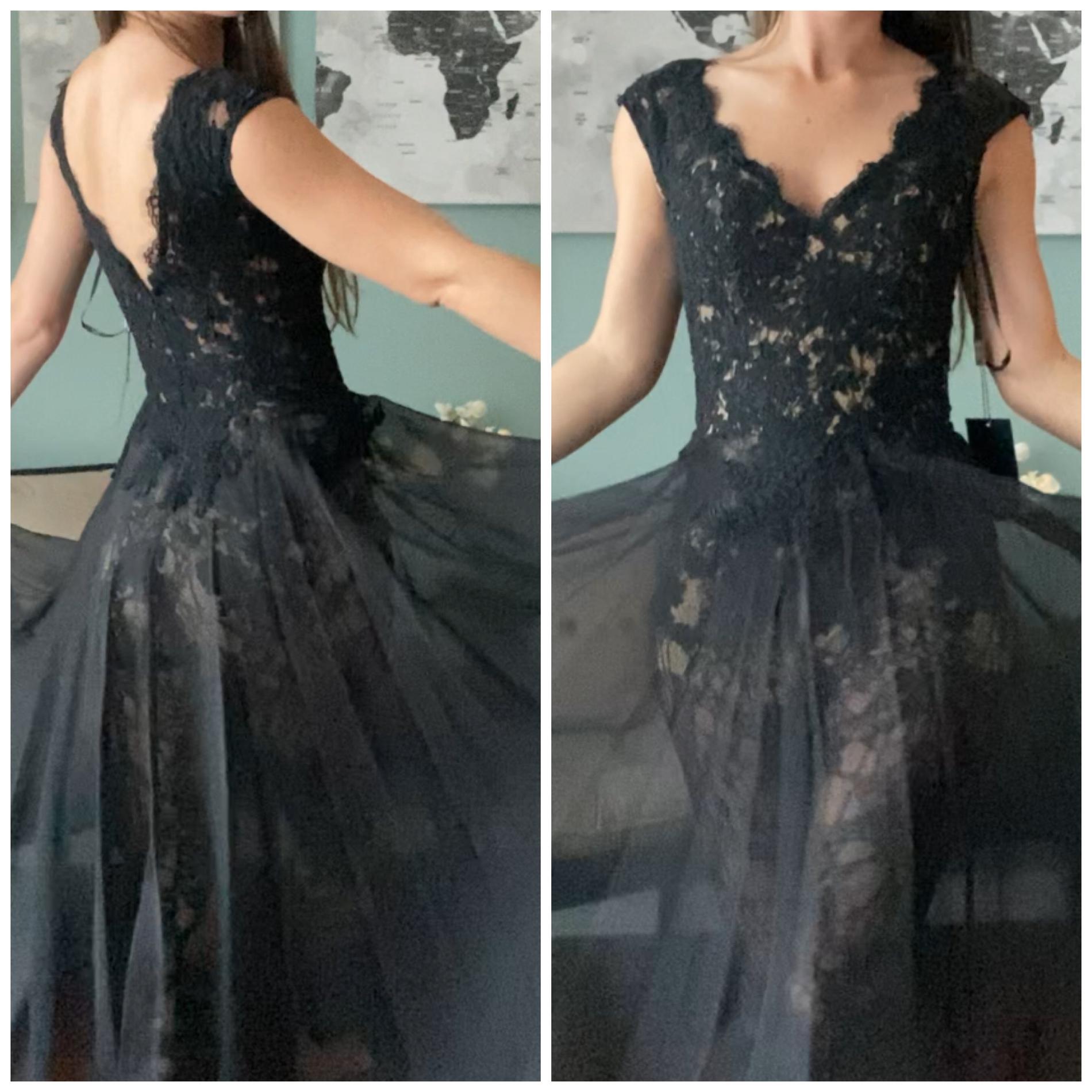 La Femme Size 0 Prom Lace Black Formal Jumpsuit on Queenly