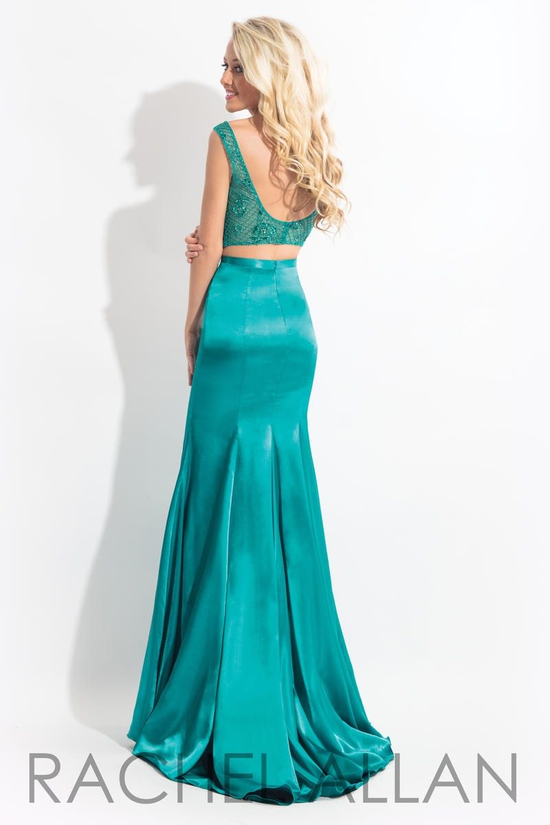 Style 6070 Rachel Allan Size 0 Prom Satin Emerald Green Mermaid Dress on Queenly