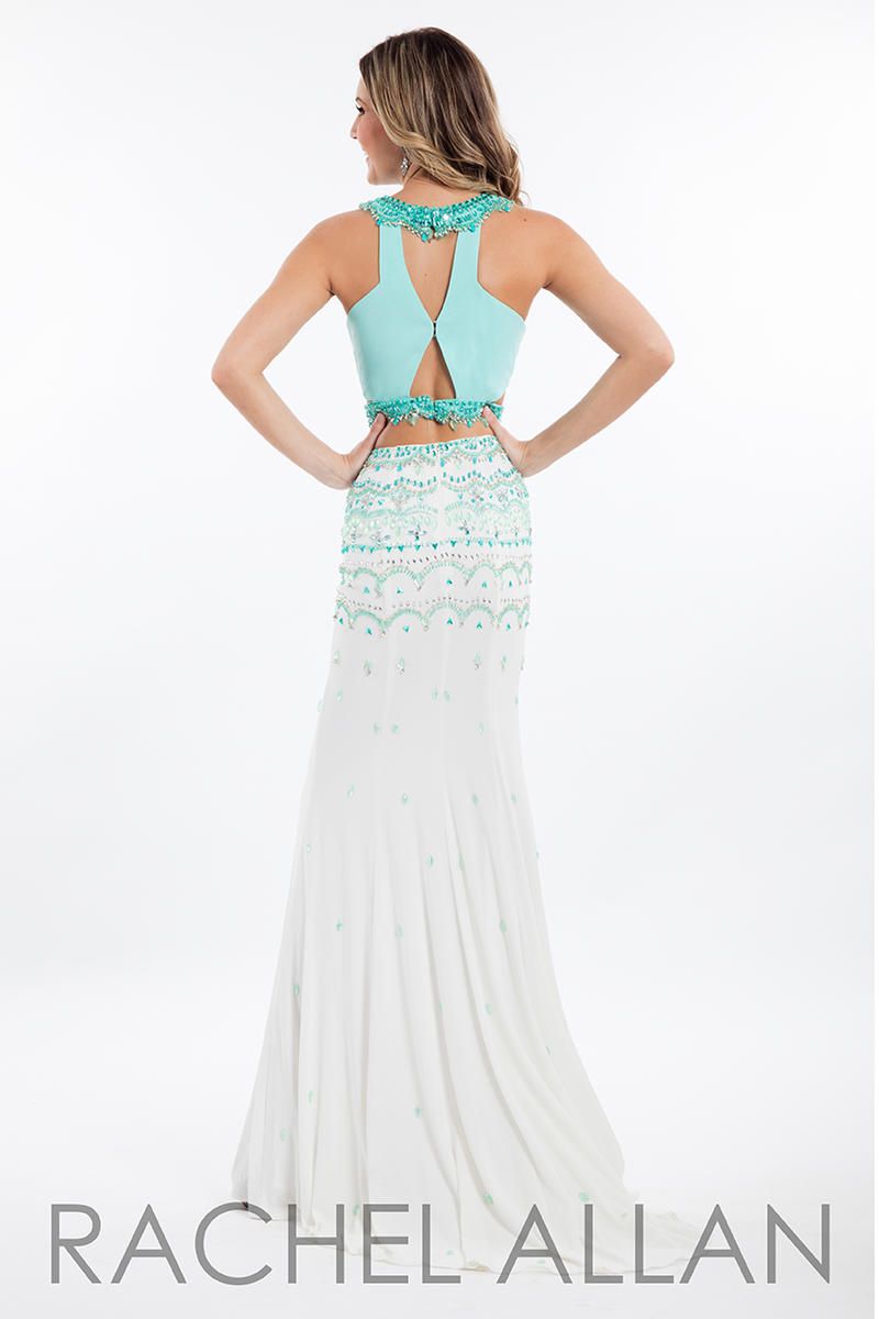 Style 7512 Rachel Allan Size 0 Prom Halter Multicolor Mermaid Dress on Queenly
