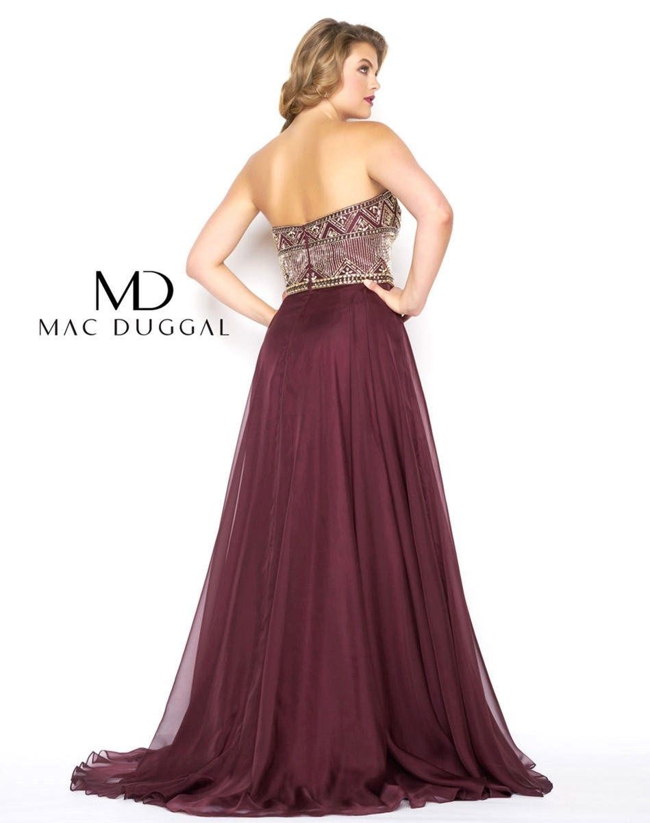 Style 65980 Mac Duggal Plus Size 20 Burgundy Red Side Slit Dress on Queenly