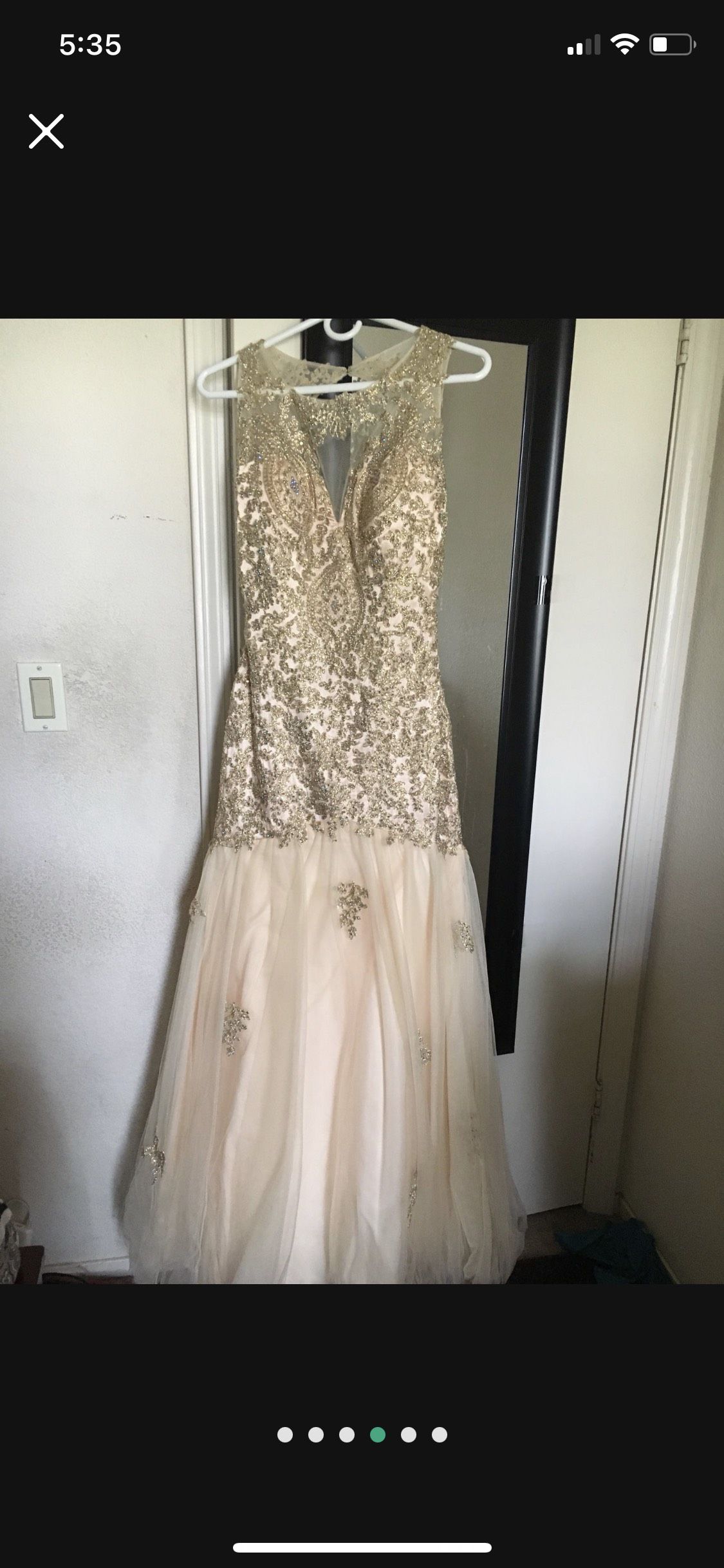 Size 12 Prom Lace Nude Mermaid Dress on Queenly