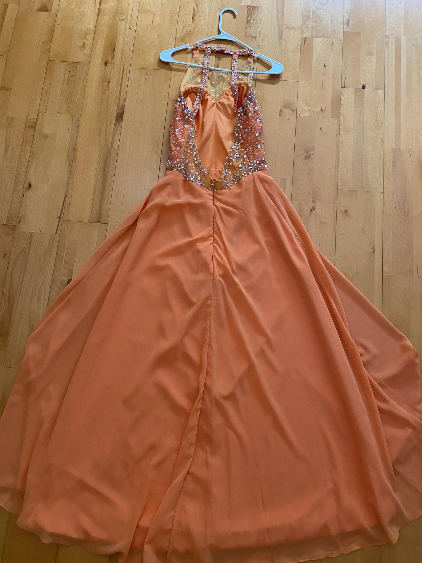 Size 6 Prom Sheer Orange Floor Length Maxi on Queenly