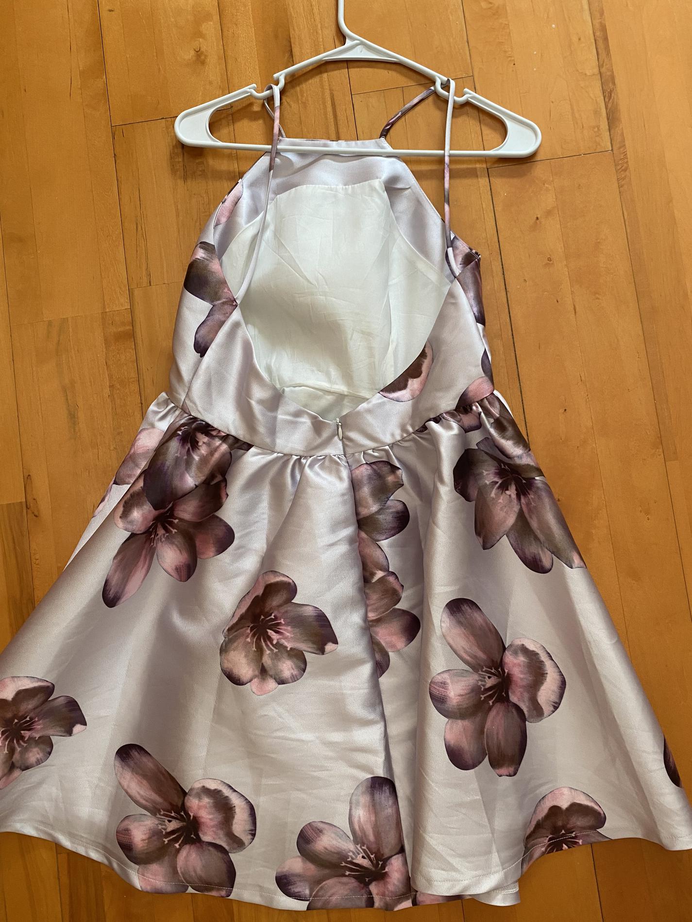 Girls Size 14 Floral Purple Cocktail Dress on Queenly