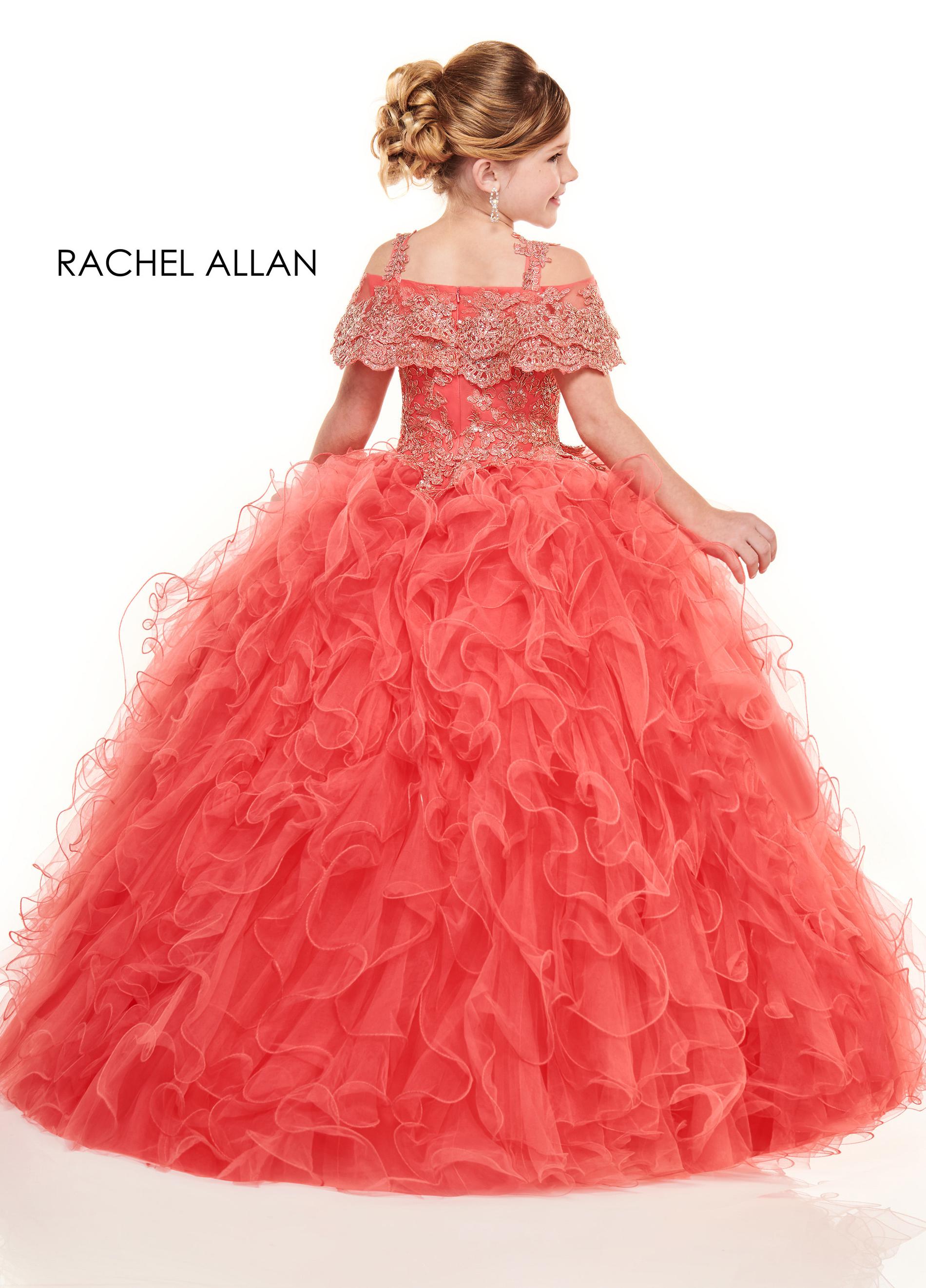 Rachel Allan Girls Size 4 Coral Ball Gown on Queenly