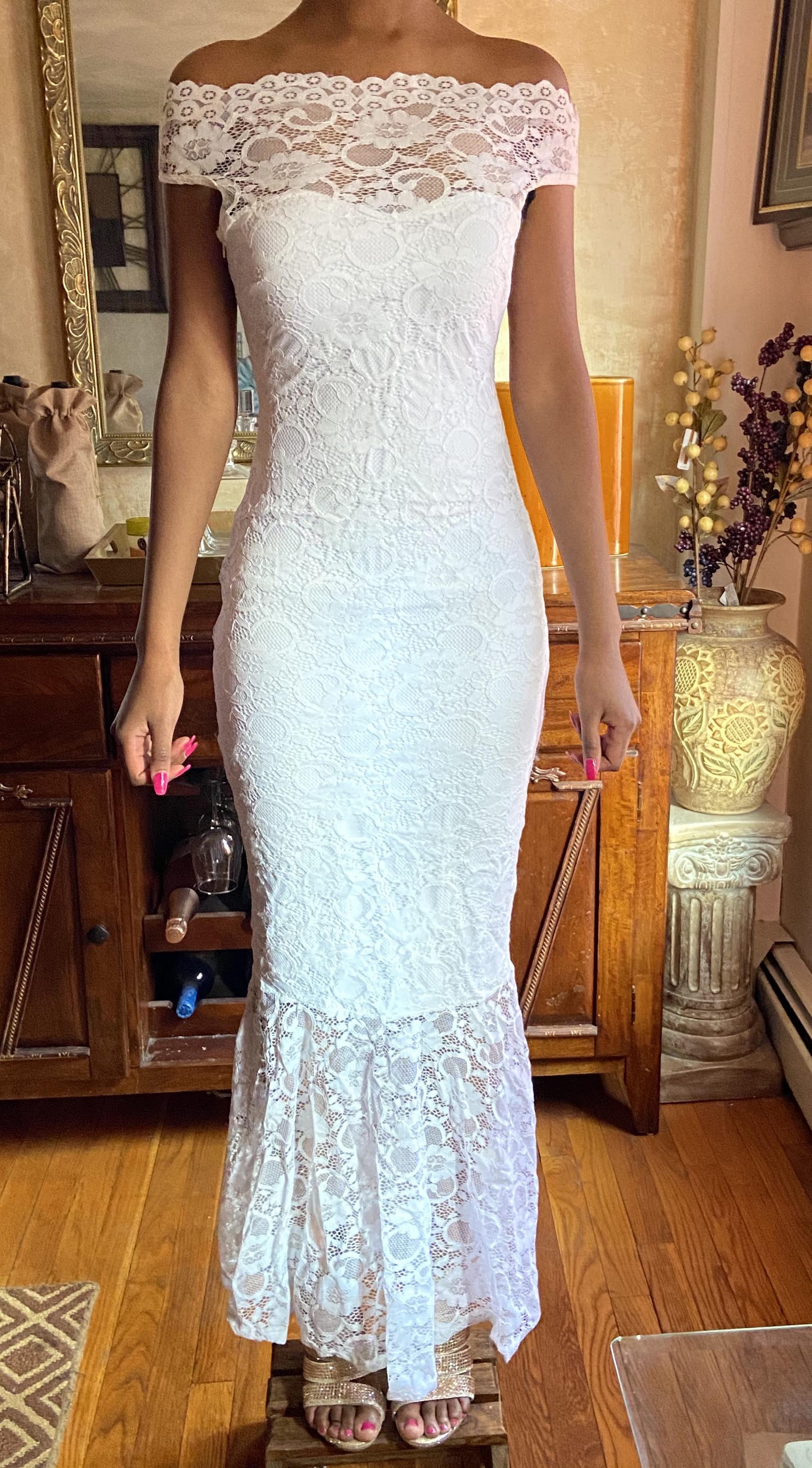 Size 0 Wedding Lace White Mermaid Dress on Queenly