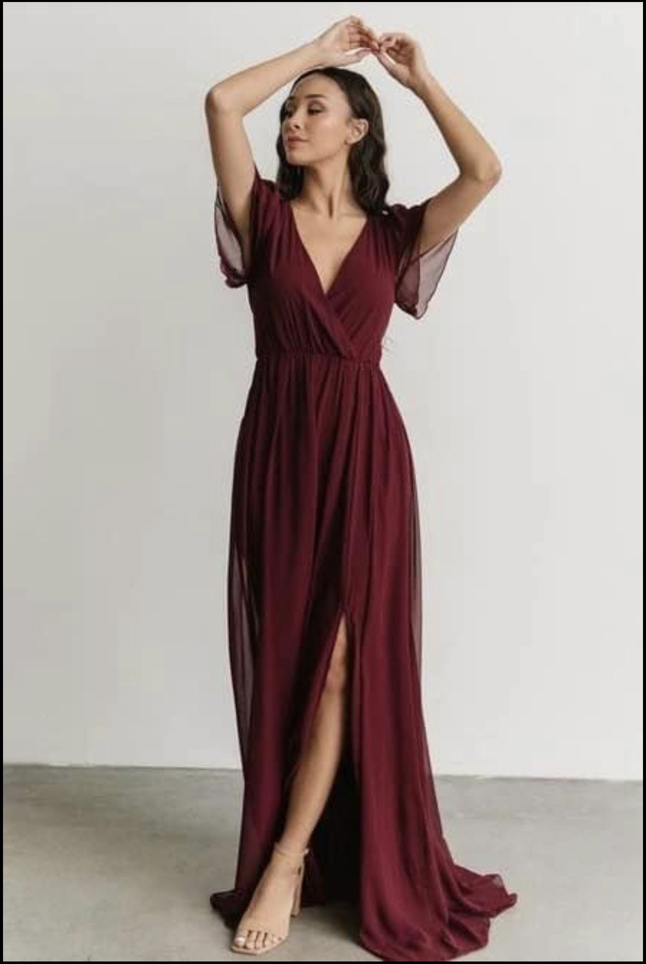 Size 12 Burgundy Red Floor Length Maxi on Queenly