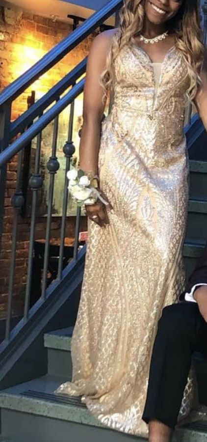 Size 4 Prom Gold Floor Length Maxi on Queenly
