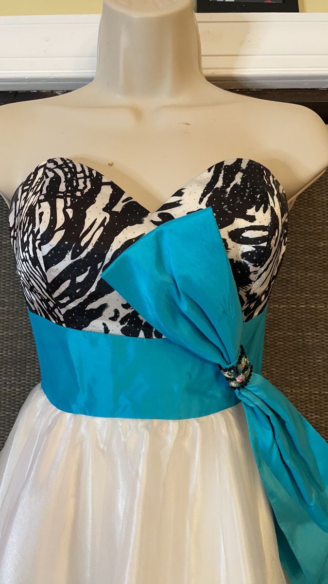 Hannah S Size 0 Homecoming Strapless Turquoise Multicolor Cocktail Dress on Queenly