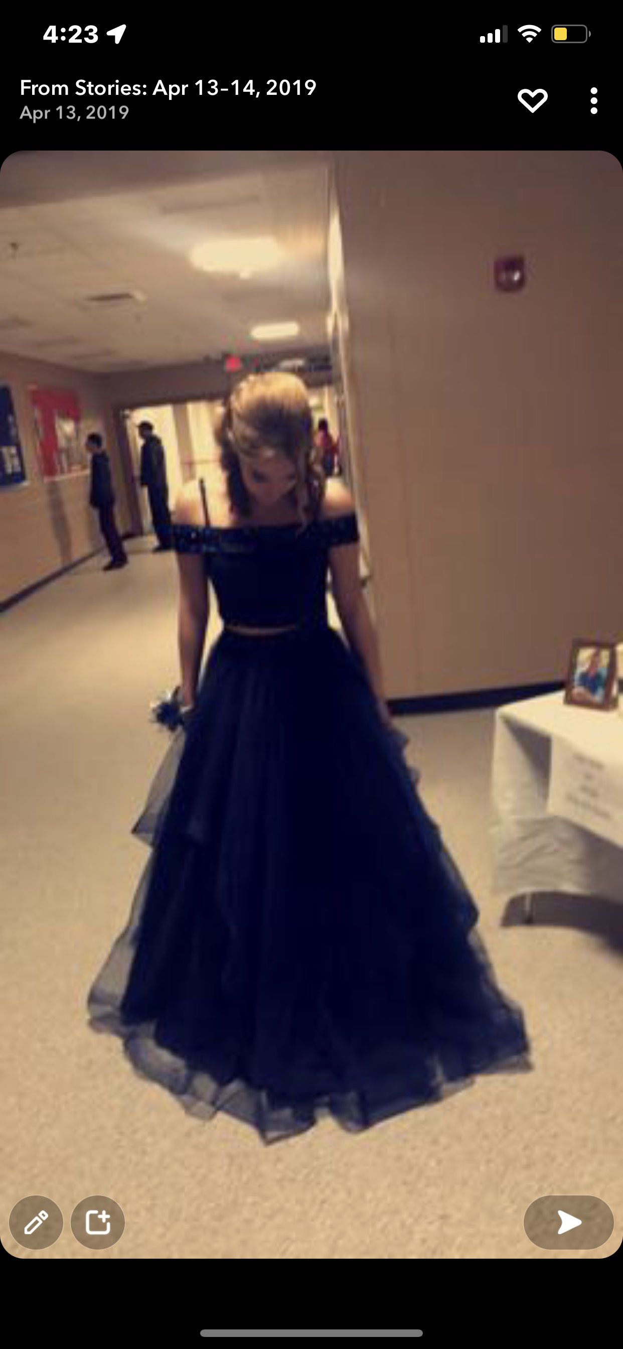 David's Bridal Size 0 Prom Navy Blue Ball Gown on Queenly