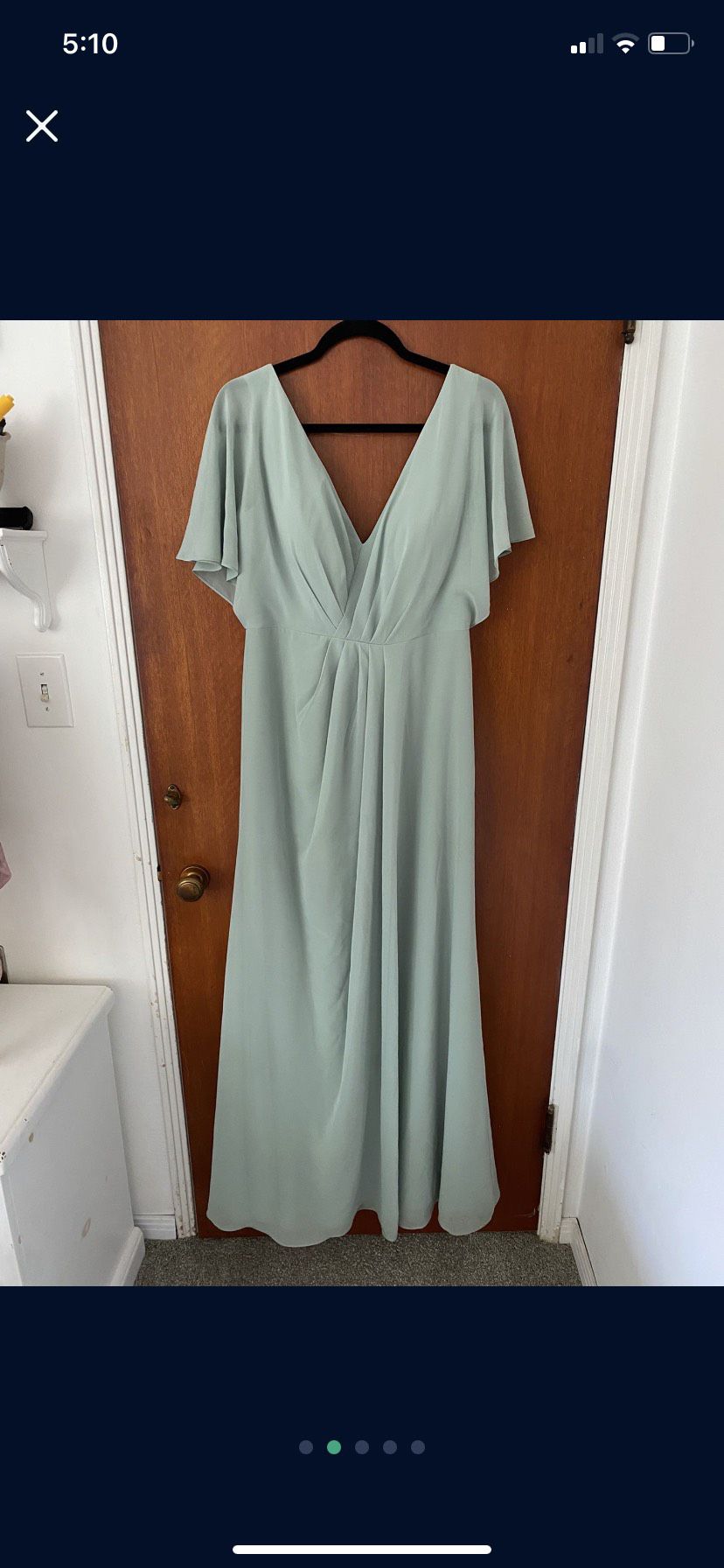 Reverly Size 10 Bridesmaid Cap Sleeve Light Green Ball Gown on Queenly