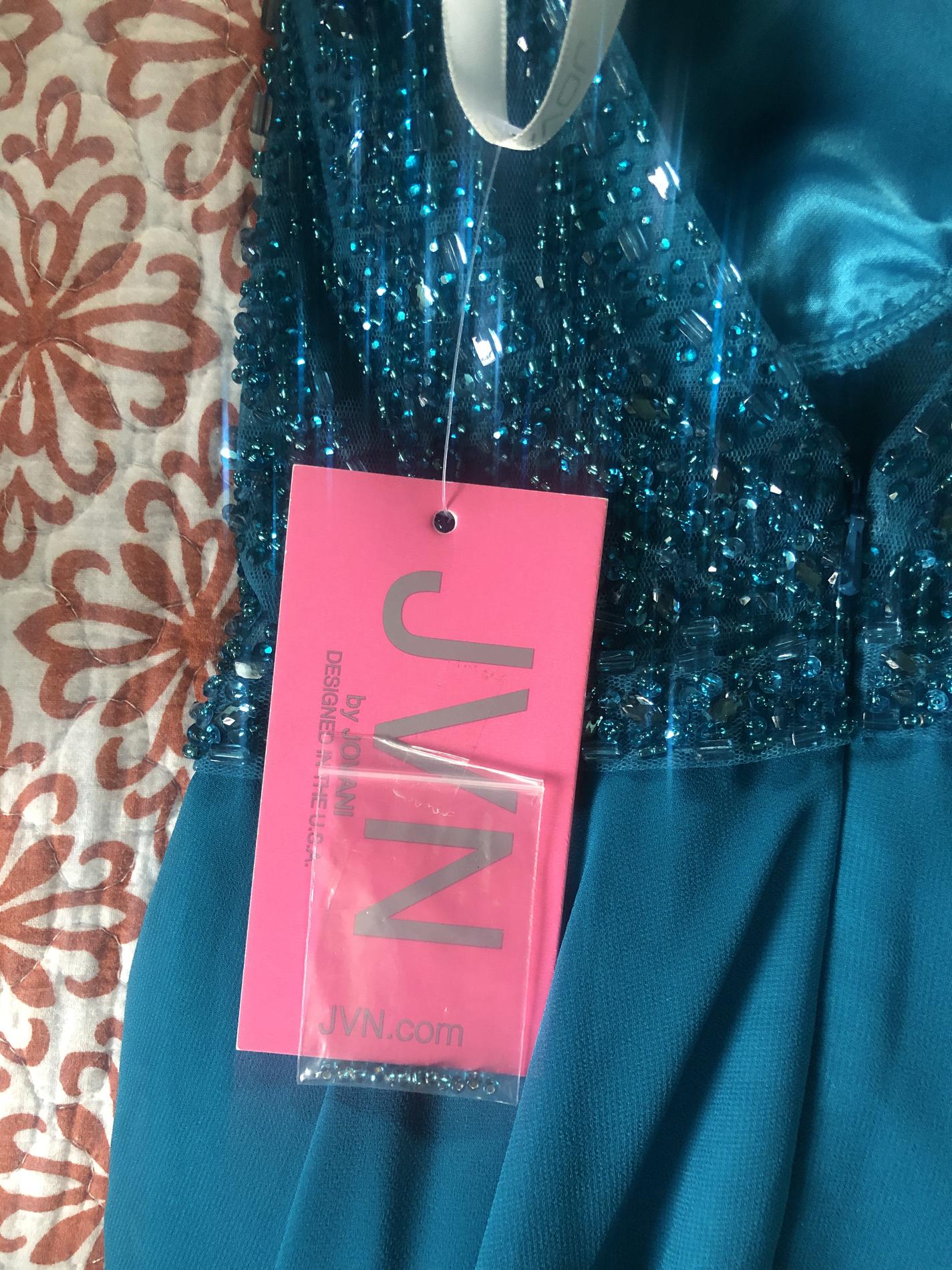 Jovani Blue Size 0 Homecoming Beaded Top Sheer Cocktail Dress on Queenly