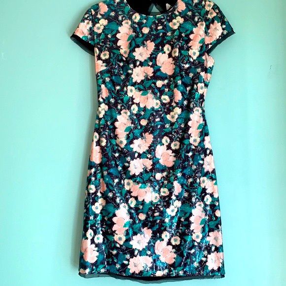 Rachel Zoe Size 8 Fun Fashion Cap Sleeve Floral Green Cocktail Dress on Queenly